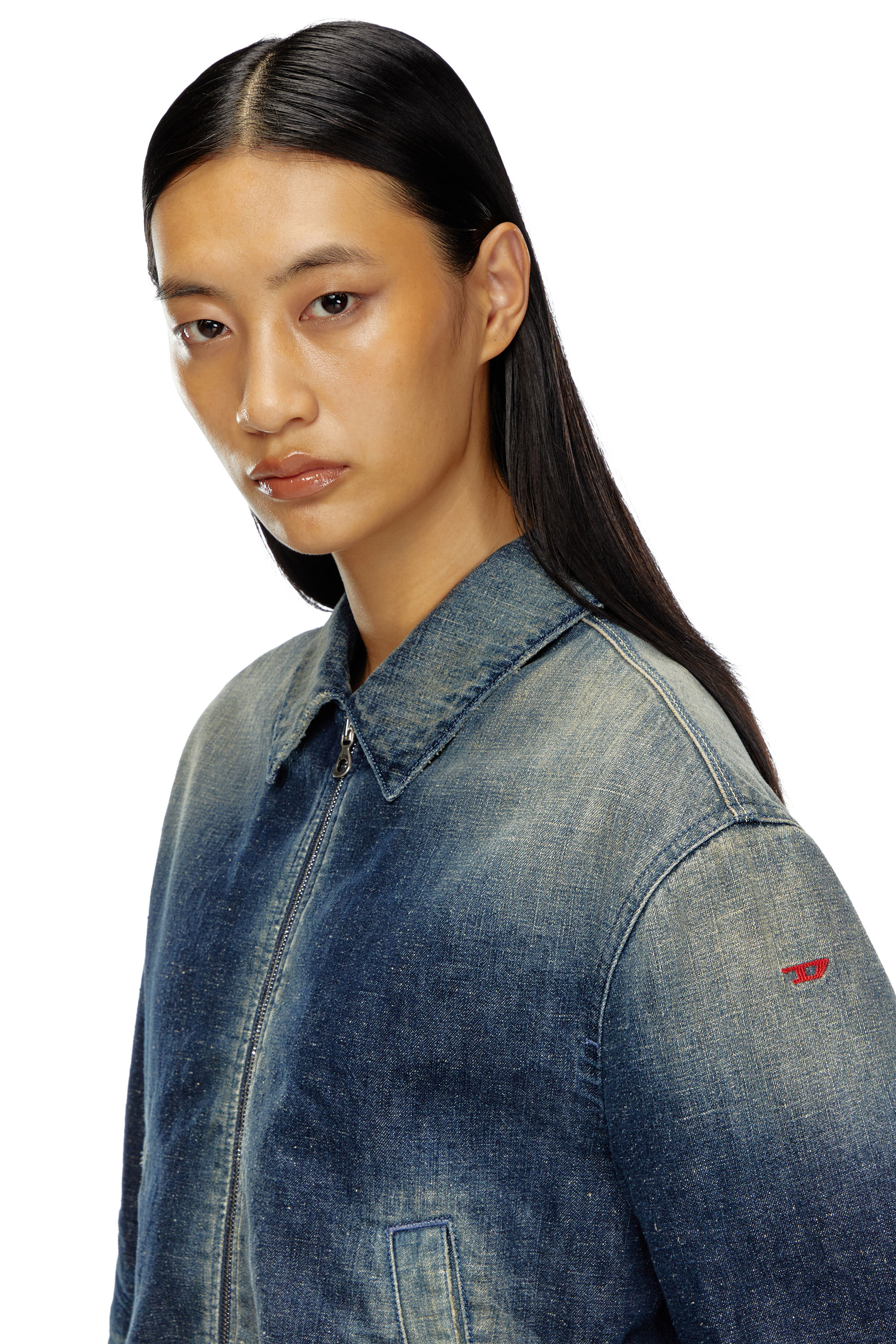 Diesel - DE-NOVA, Chaqueta acolchada en denim de estilo utility Mujer in Azul marino - 5