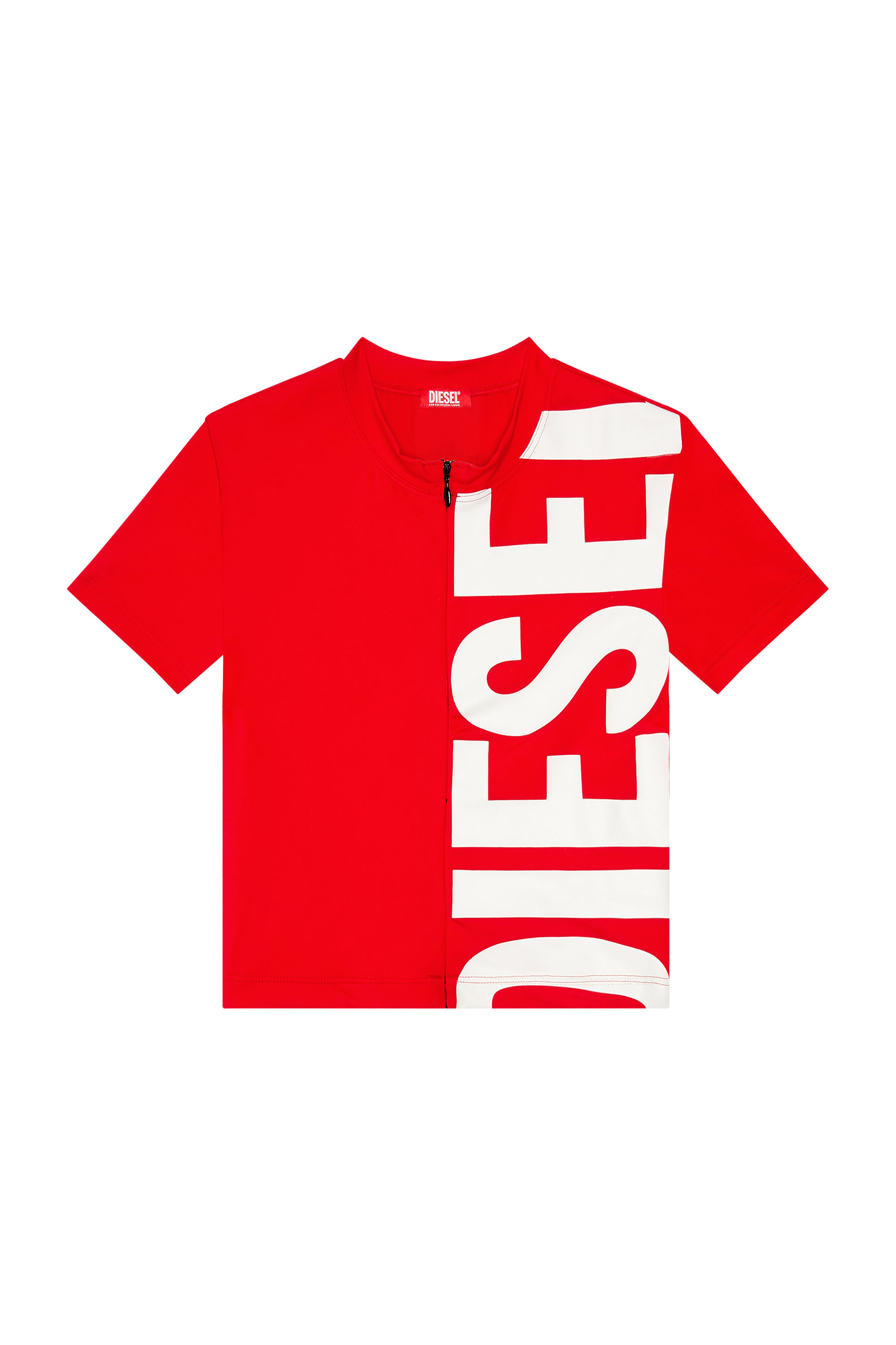 Diesel - BFOWT-T-SHIRT-ZIP, Woman Beach T-shirt with maxi Diesel print in Red - Image 4