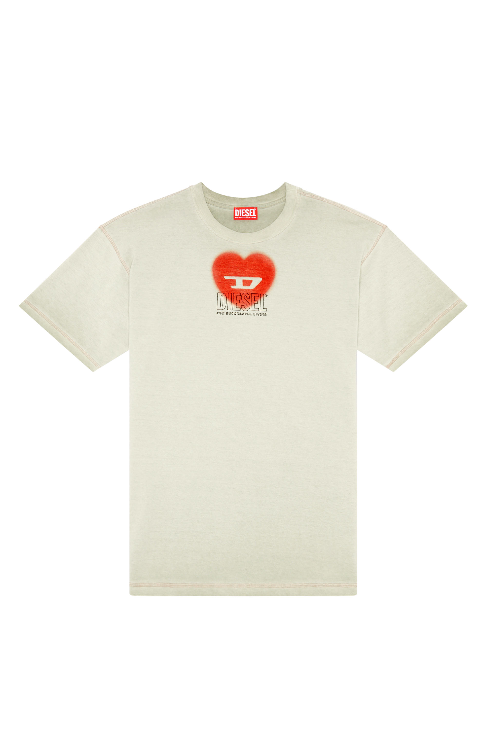 Diesel - T-BUXT-N4, Woman T-shirt with heart print in Beige - Image 4