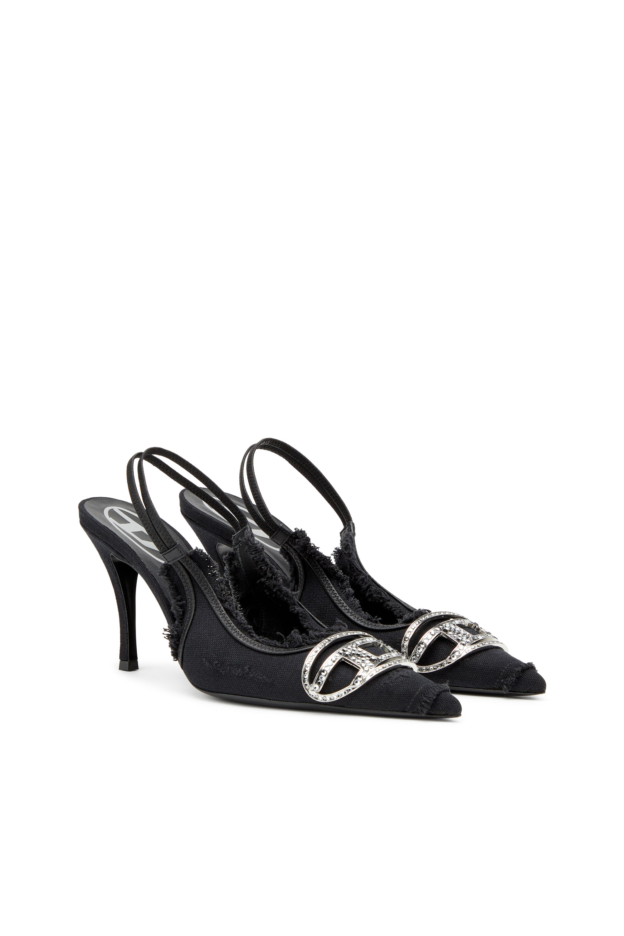 Diesel - D-VENUS SB, Mujer D-Venus-Zapatos de salón sin talón en lona desgastada in Negro - Image 2
