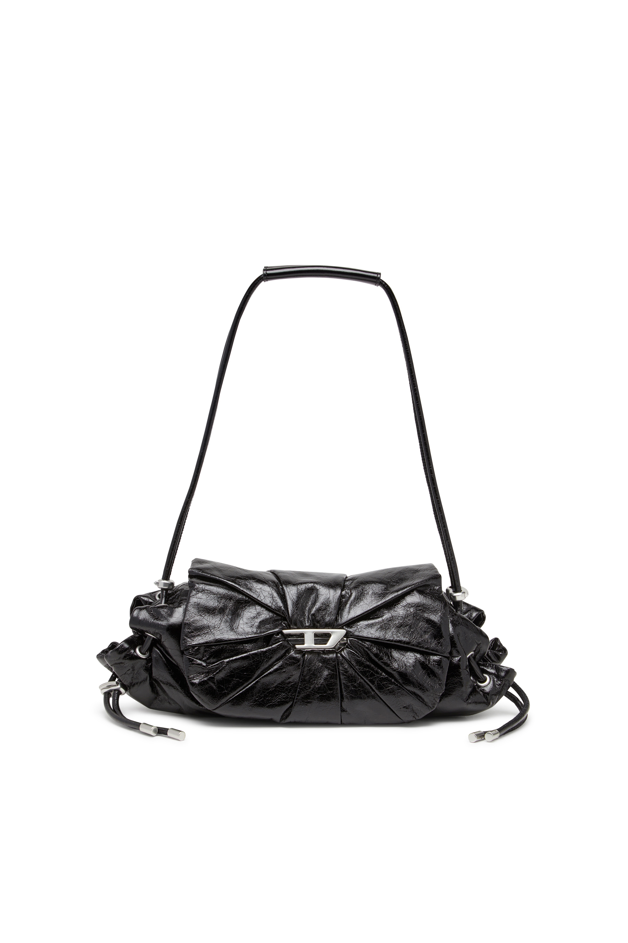 Diesel - SCRUNCH-D SHOULDER S, Woman's Scrunch-D S-Shoulder bag in scrunched leather in Black - 1