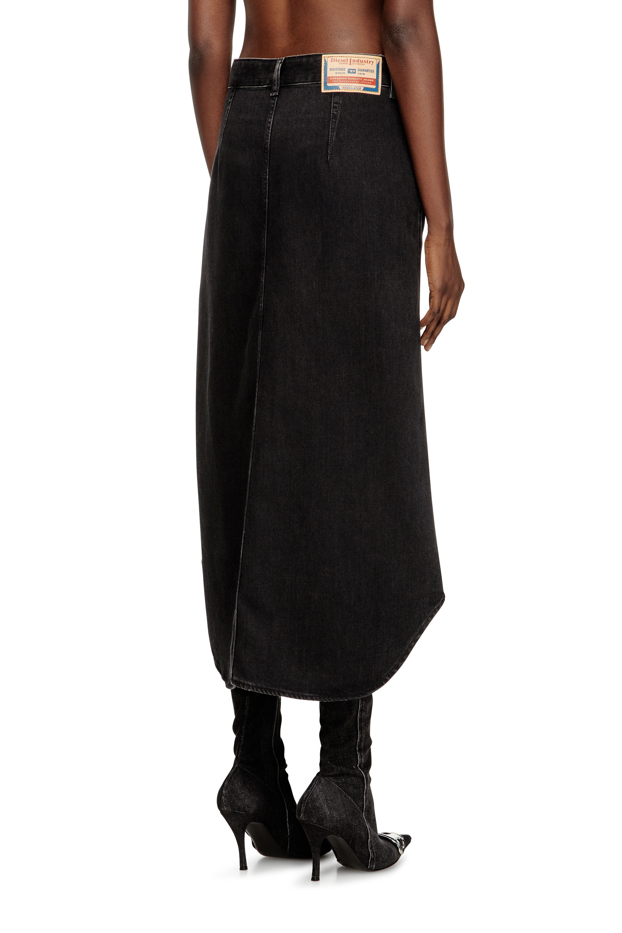 Diesel - DE-ARD-LONG, Falda midi de mezclilla Mujer in Negro - 4