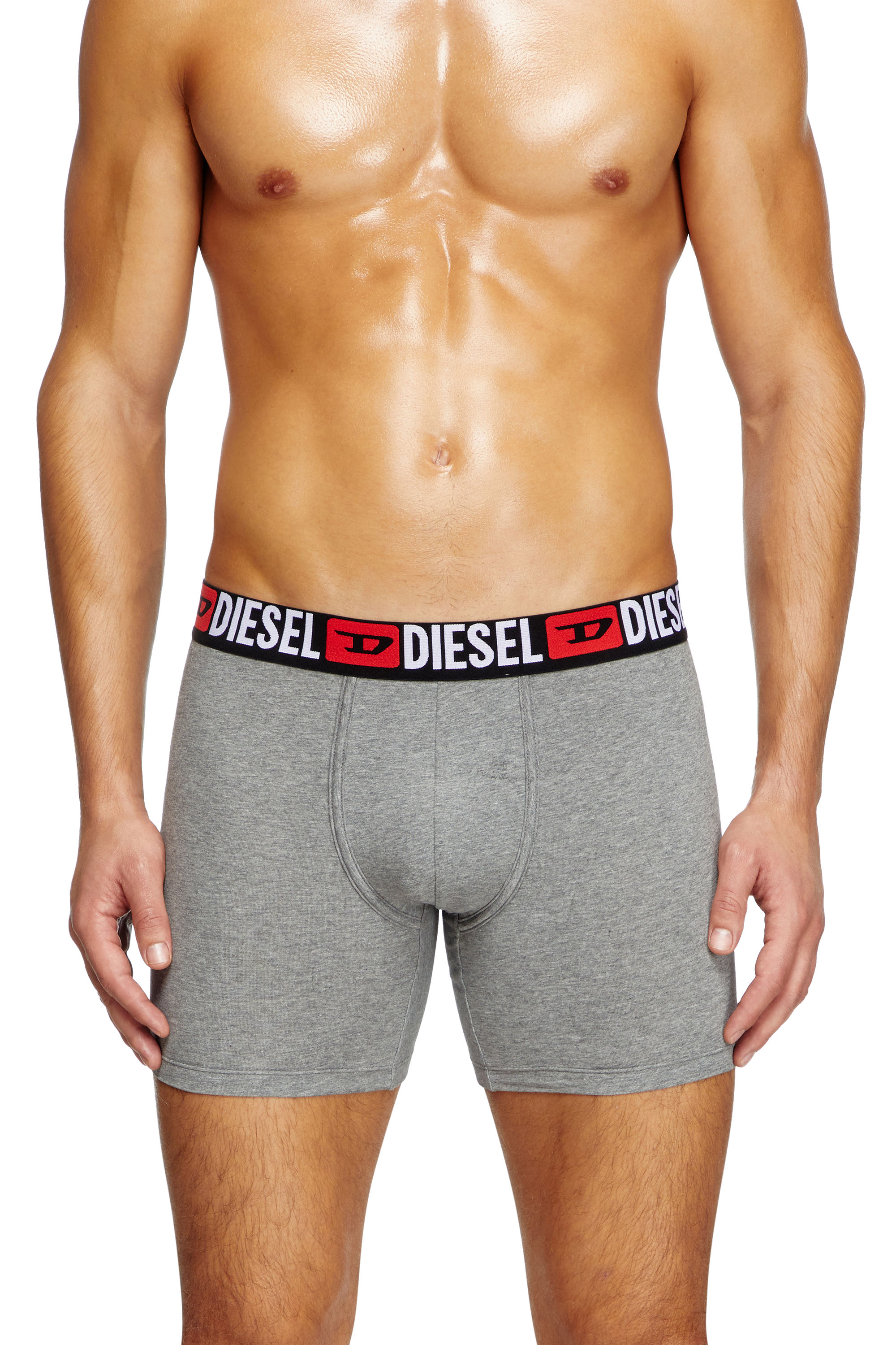 Diesel - MAX-D-CORE-3PACK, Man's Stretch cotton boxer briefs in Grey/Red - 2