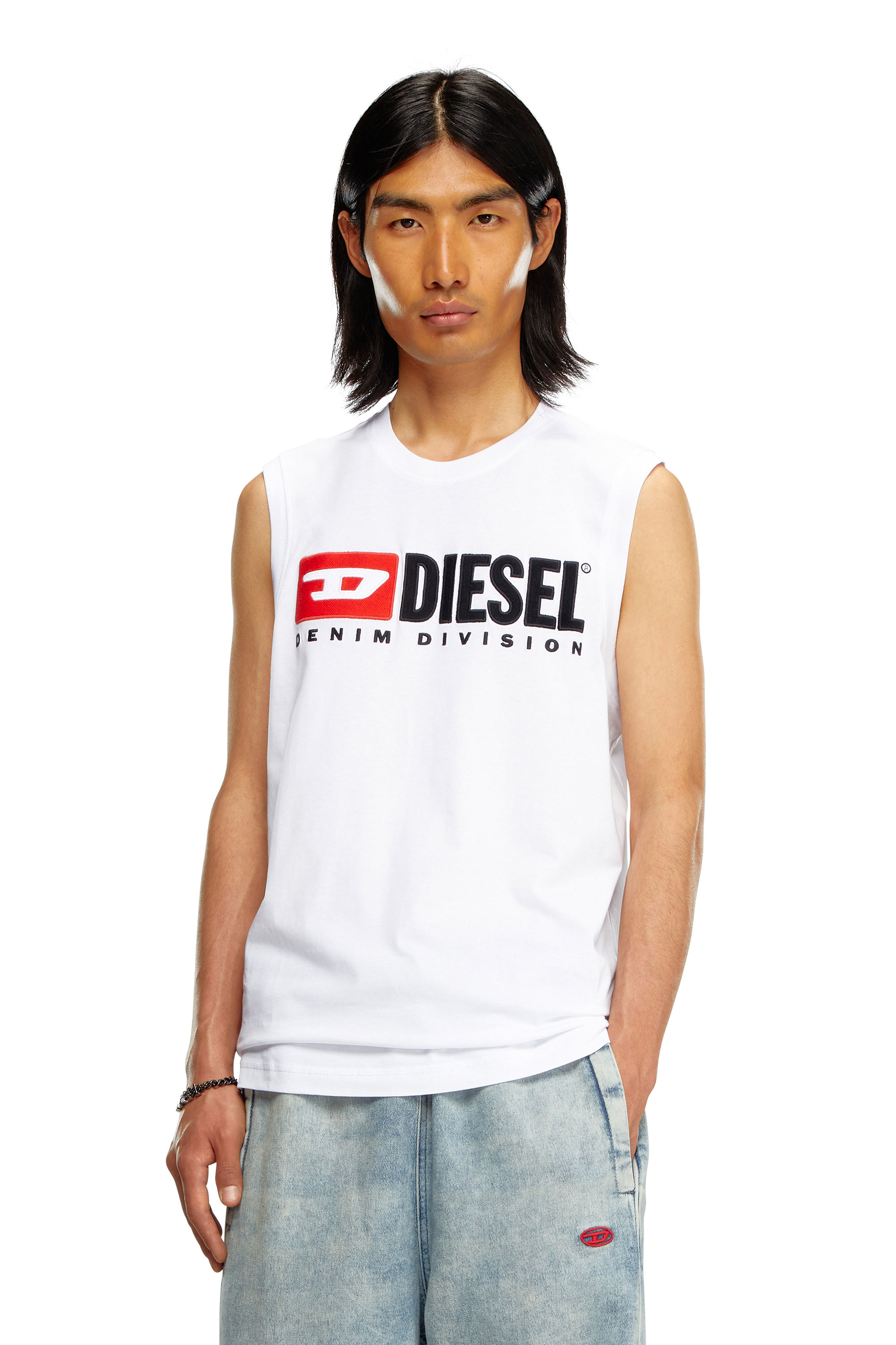 Diesel - T-ISCO-DIV, Hombre Camiseta sin mangas con logotipo estampado en el pecho in Blanco - Image 1