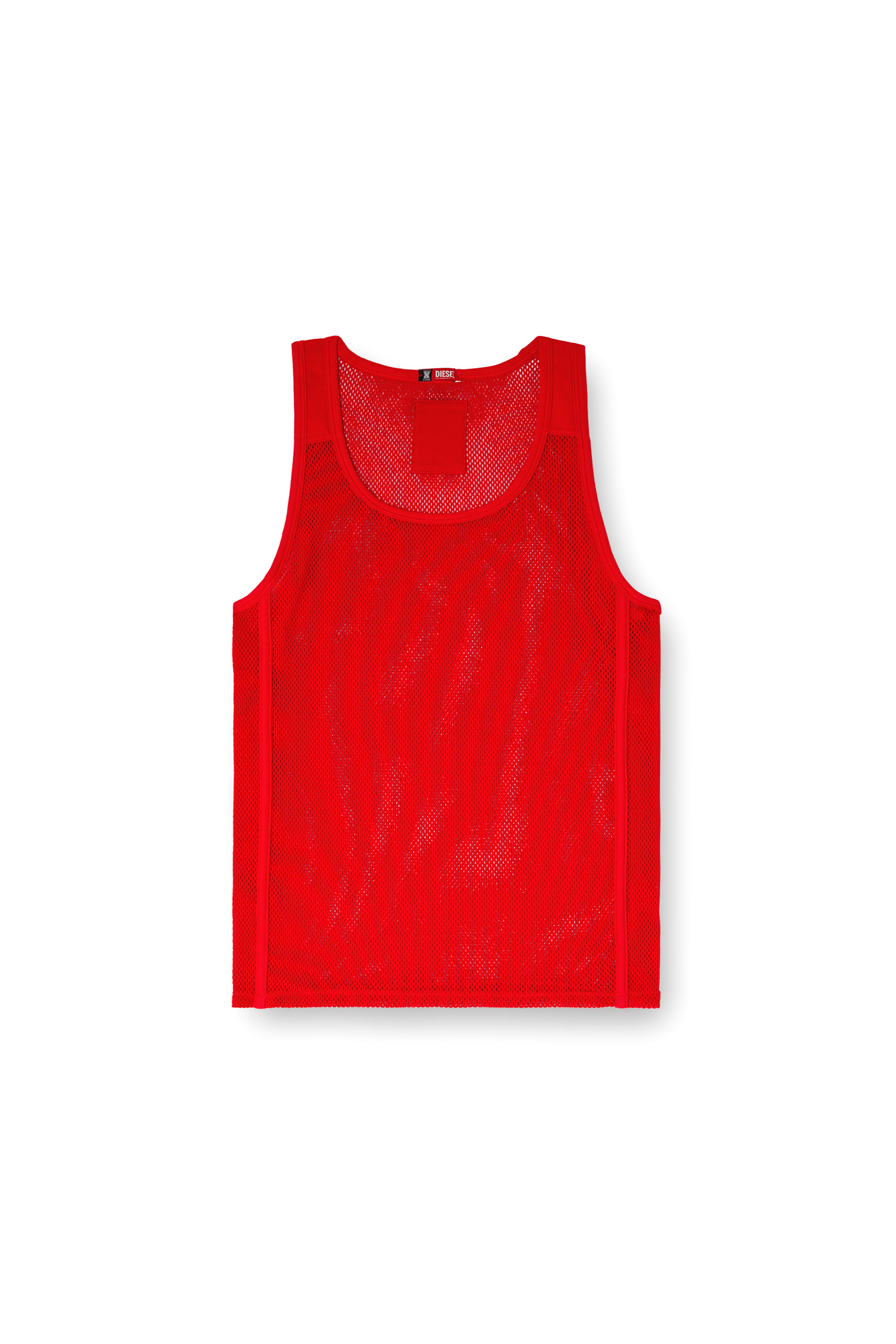 Diesel - STRING-AND-LACE-SLEEP-TANK, Camiseta sin mangas de malla con paneles de tejido Hombre in Rojo - 4