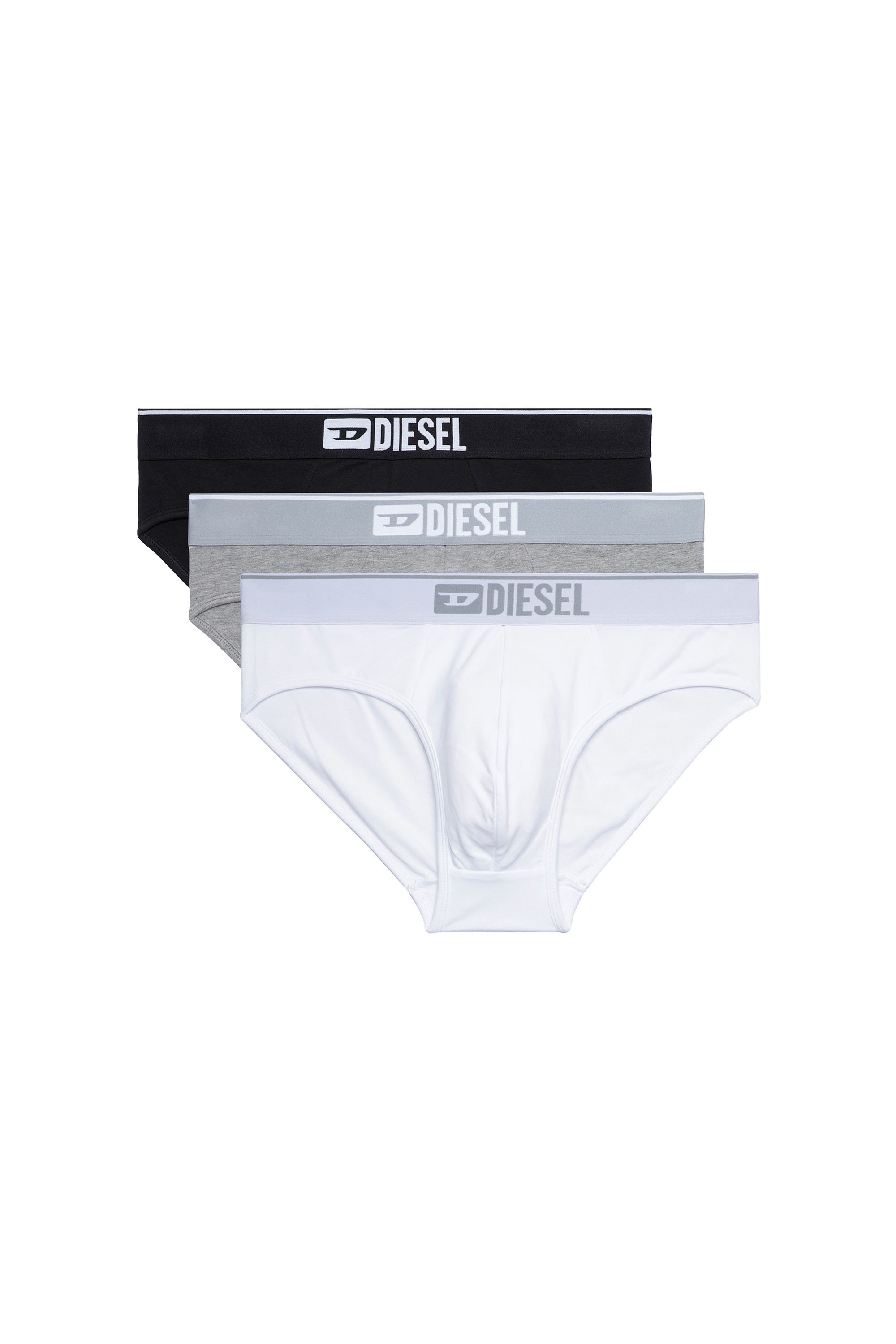 Diesel - UMBR-ANDRETHREEPACK, Man's Three-pack of plain logo briefs in White/Black - 1