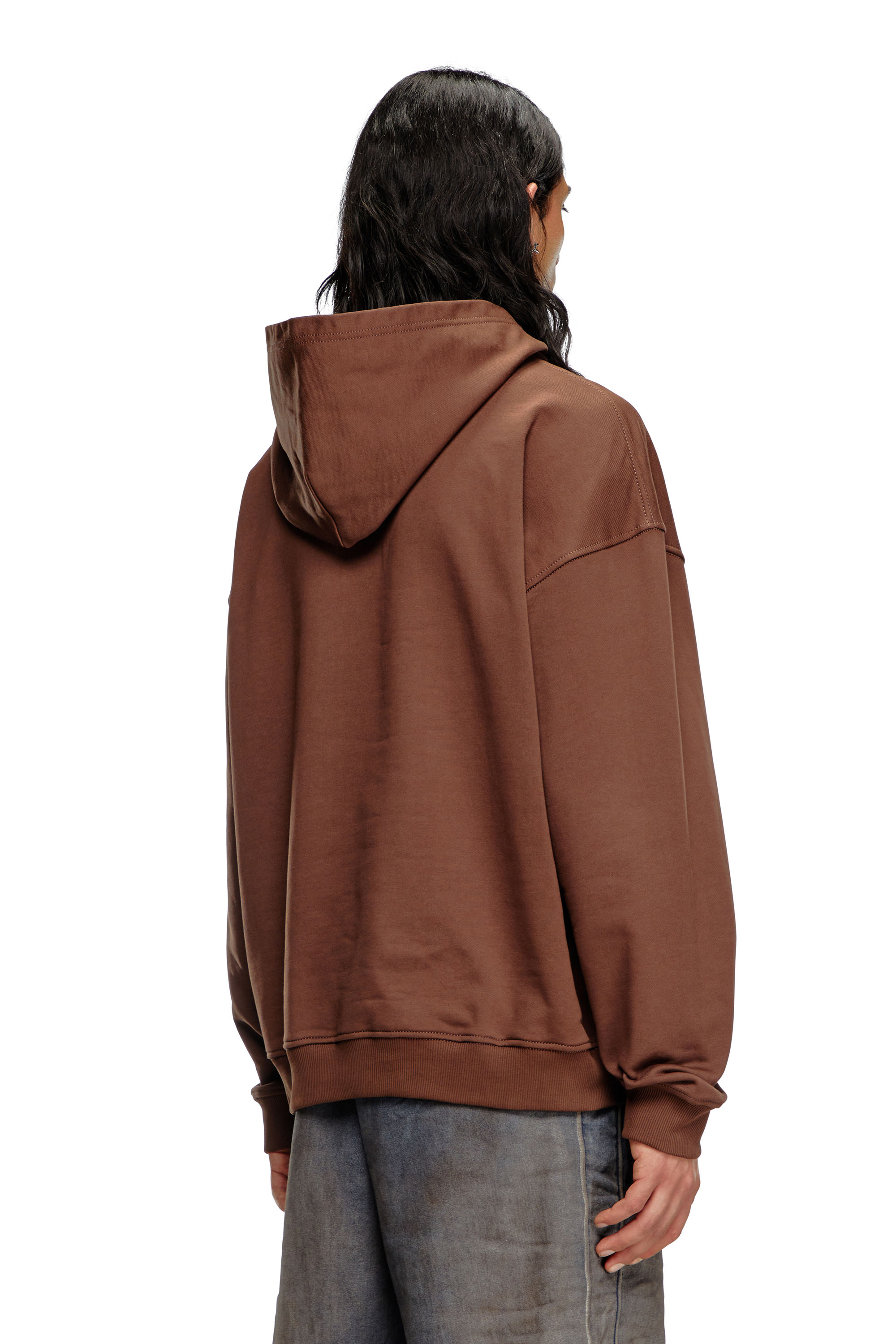 Diesel - S-BOXT-HOOD-D, Man Hoodie with D logo patch in Brown - Image 3