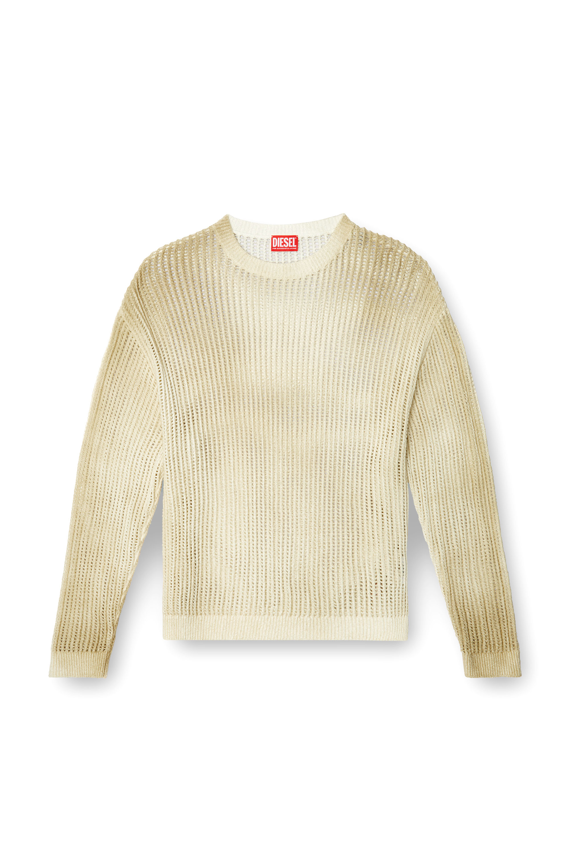 Diesel - K-SKUAT, Man's Open-knit jumper with distressed effect in Beige - 5