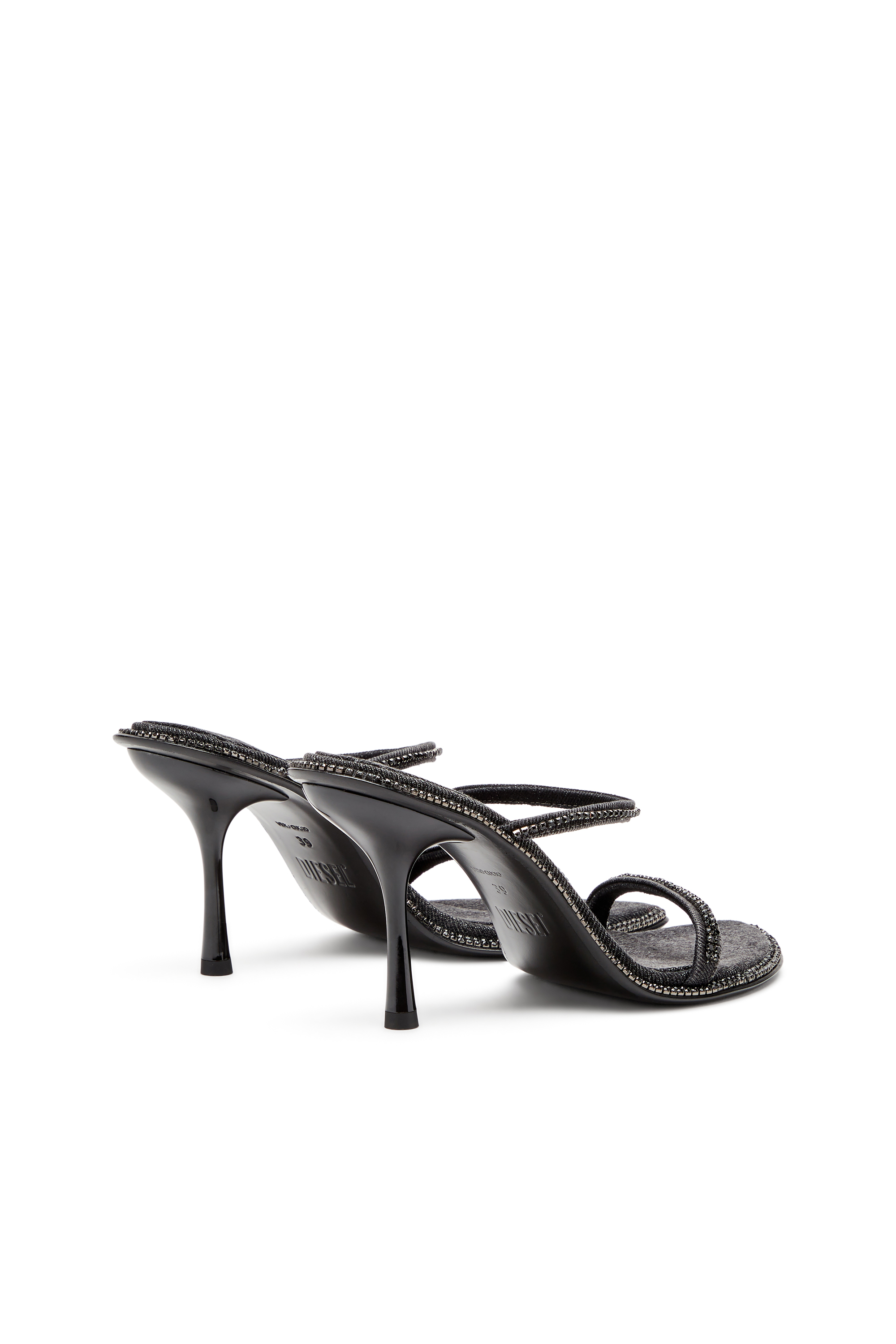 Diesel - D-HAVANNA SDL, Woman's D-Havanna-Heeled mules in crystal denim in Black - 4