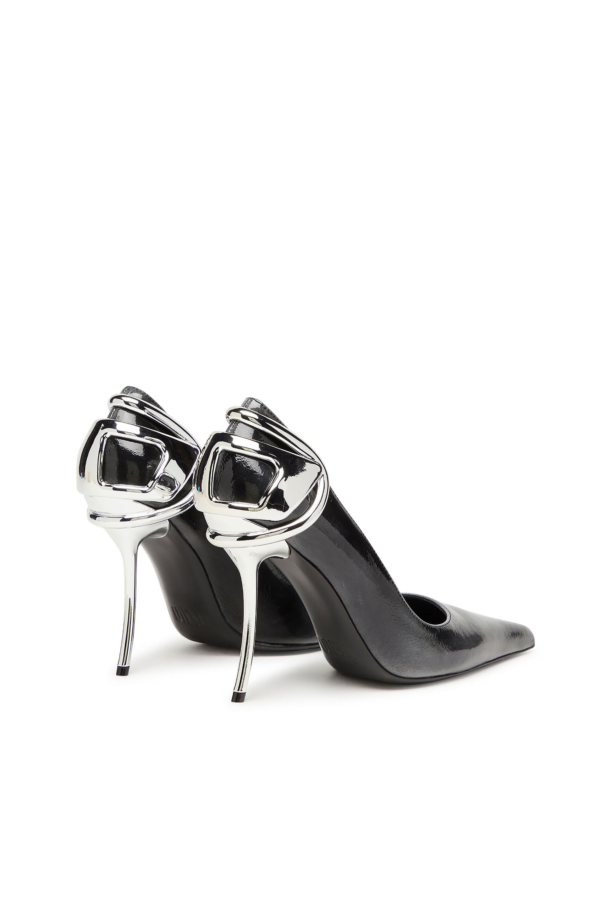 Diesel - D-TEN&HALF P, D-Ten&Half-Zapatos de salón de cuero pull-up de charol Mujer in Negro - 4