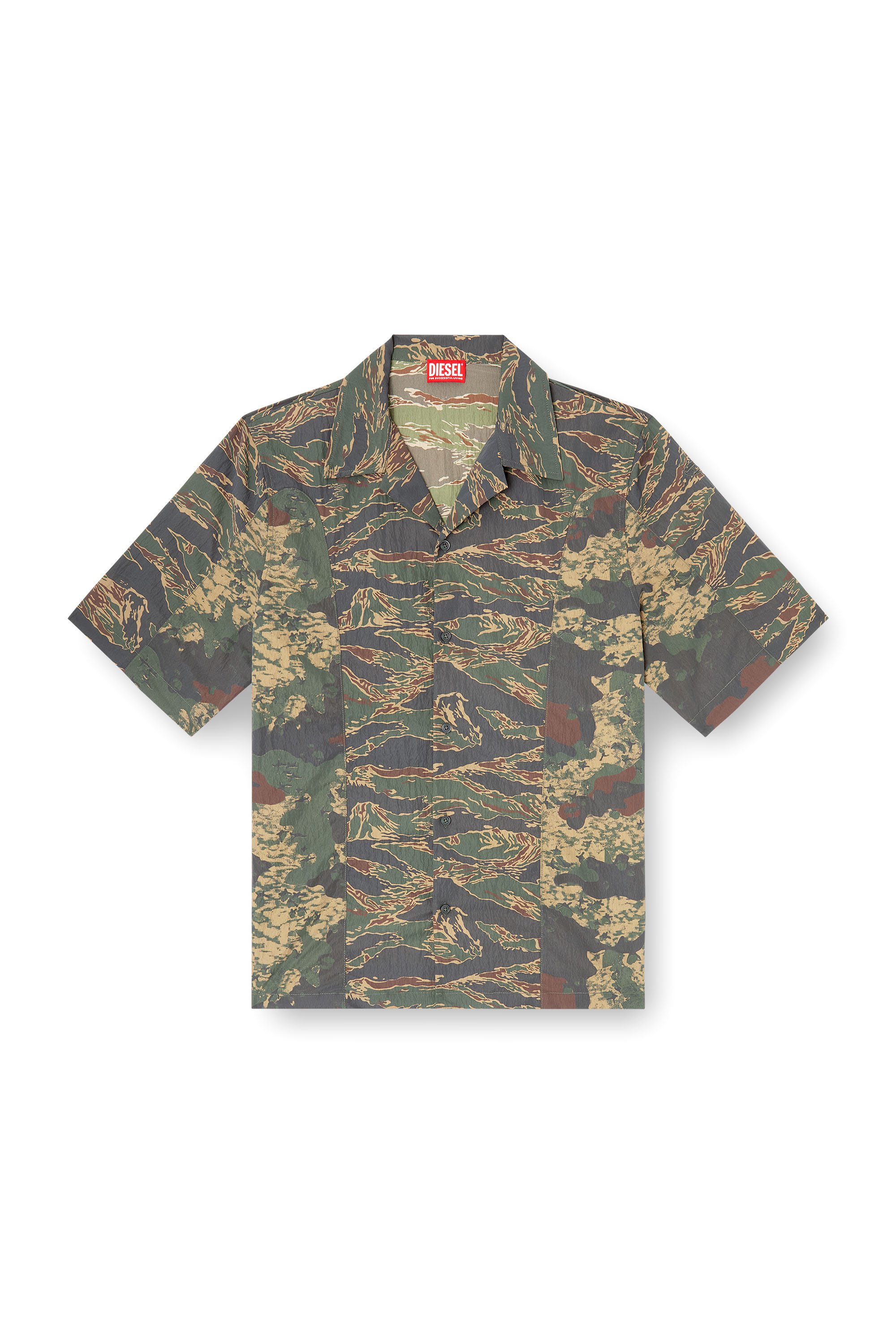 Diesel - S-BRACK-EPBW, Man's Shirt with mixed camo prints in Military Green - 4