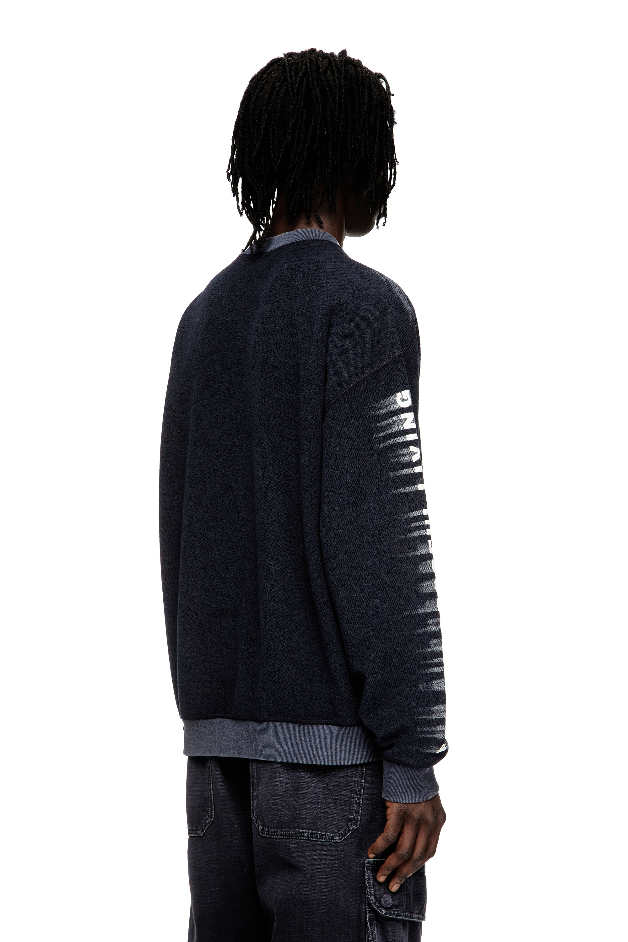 Diesel - S-BOXT-T1, Man's Cotton sweatshirt with Oval D print in Dark Blue - 3