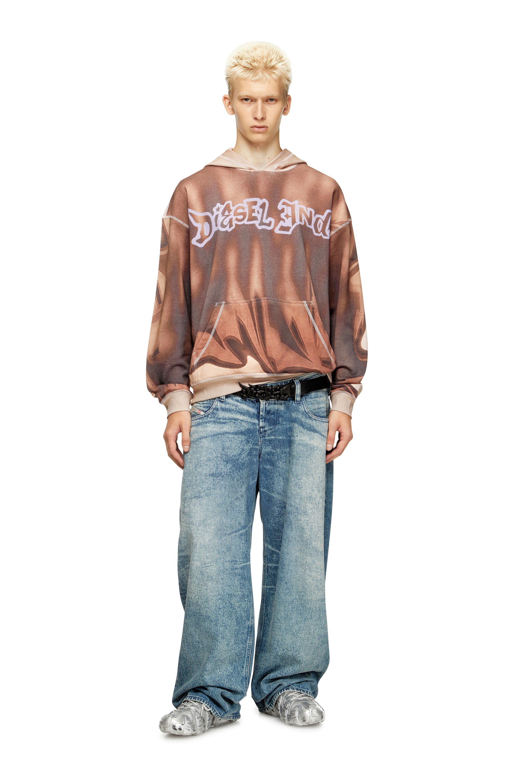 Diesel - S-BOXT-HOOD-SHOW, Man's Hoodie with graffiti print in Brown - 2