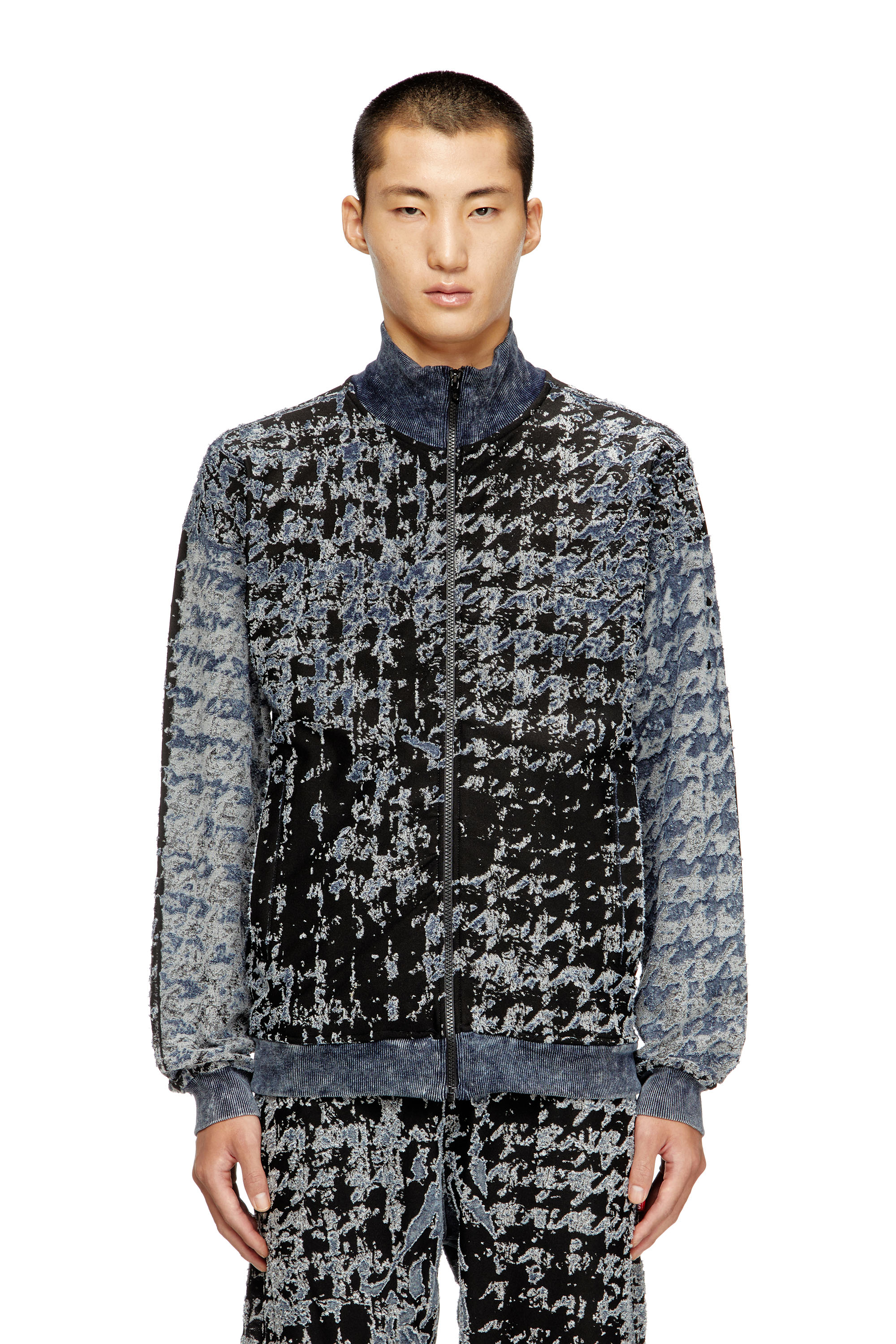 Diesel - S-CORR, Top con cremallera de pata de gallo devoré Hombre in Multicolor - 1
