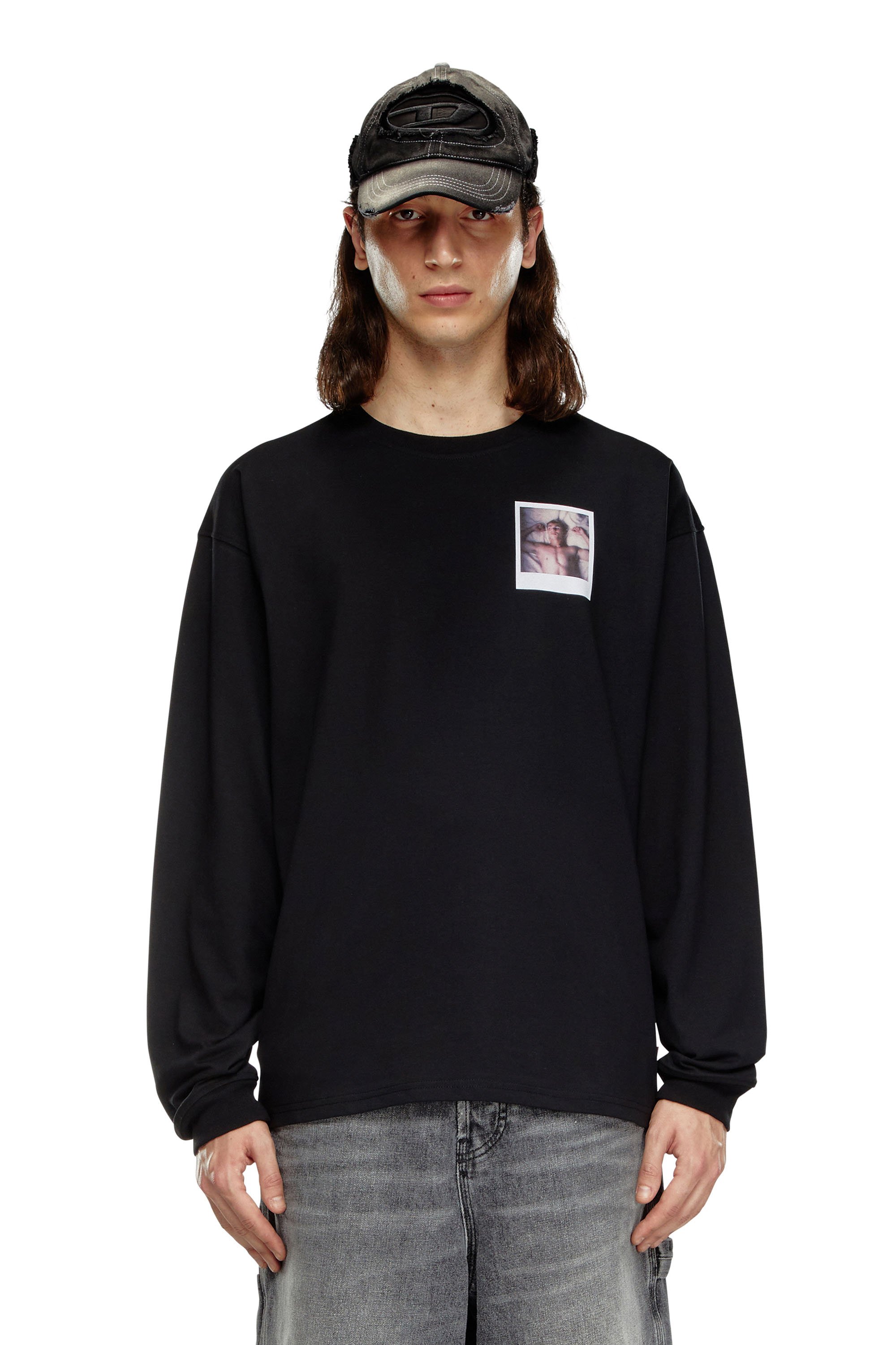 Diesel - PR-T-BOXT-LS-SS, Unisex's Long-sleeve T-shirt with polaroid patches in Black - 2