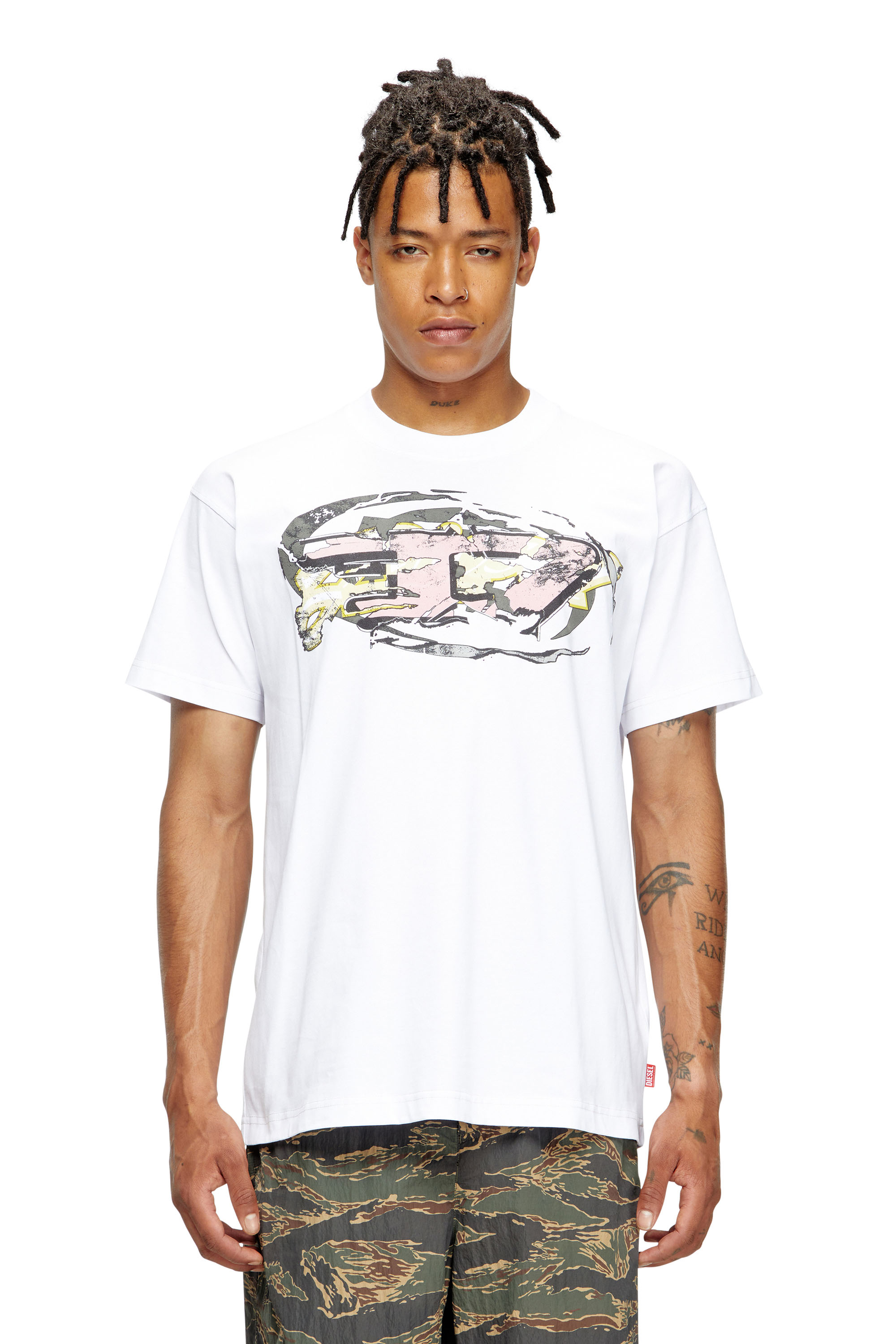 Diesel - T-NORM-T11, Camiseta con logotipo Oval D Hombre in Blanco - 1