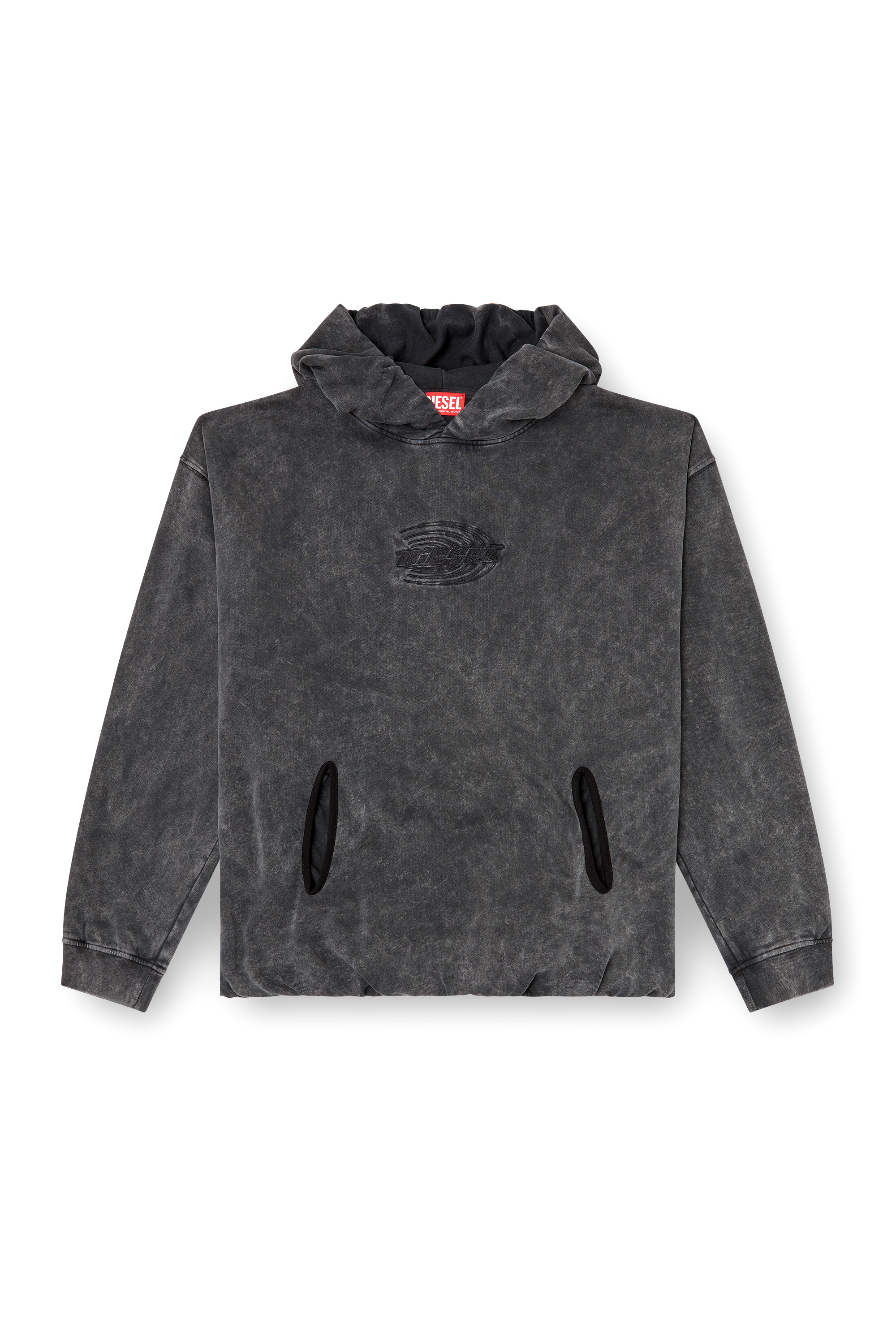 Diesel - S-BOXSTIC-HOOD, Sudadera con capucha lavada al ácido con fruncidos Unisex in Gris - 4