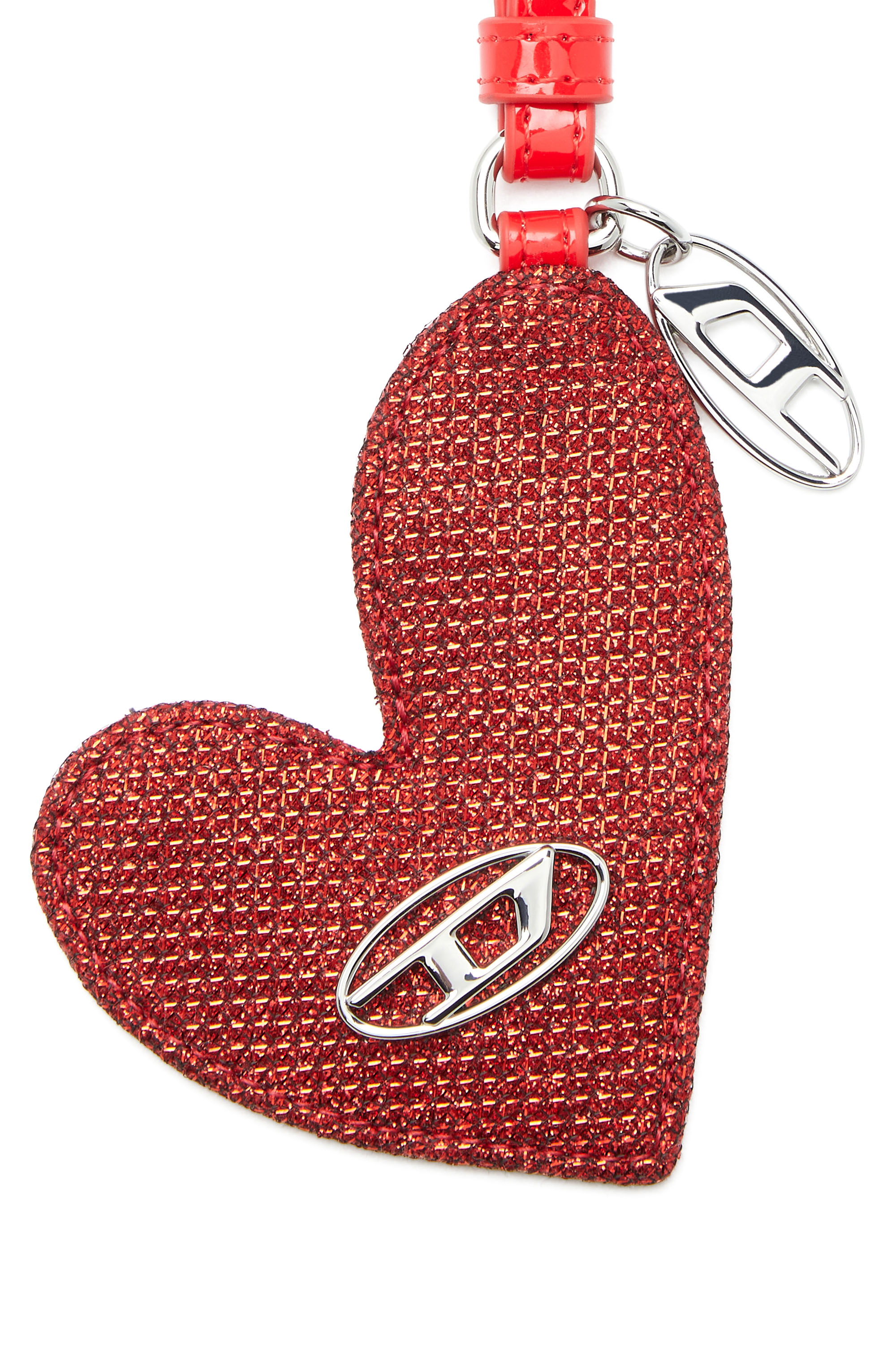 Diesel - PLAY MIRROR, Heart charm with logo in metal Mujer in Rojo - 4