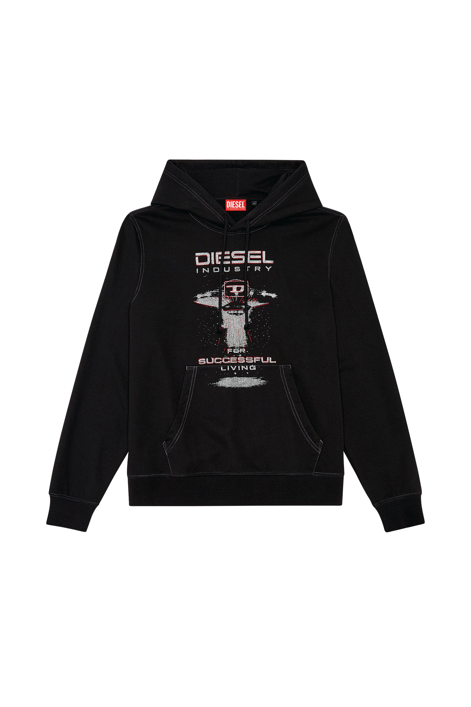 Men's Hoodie with spaceship print | Black | Diesel