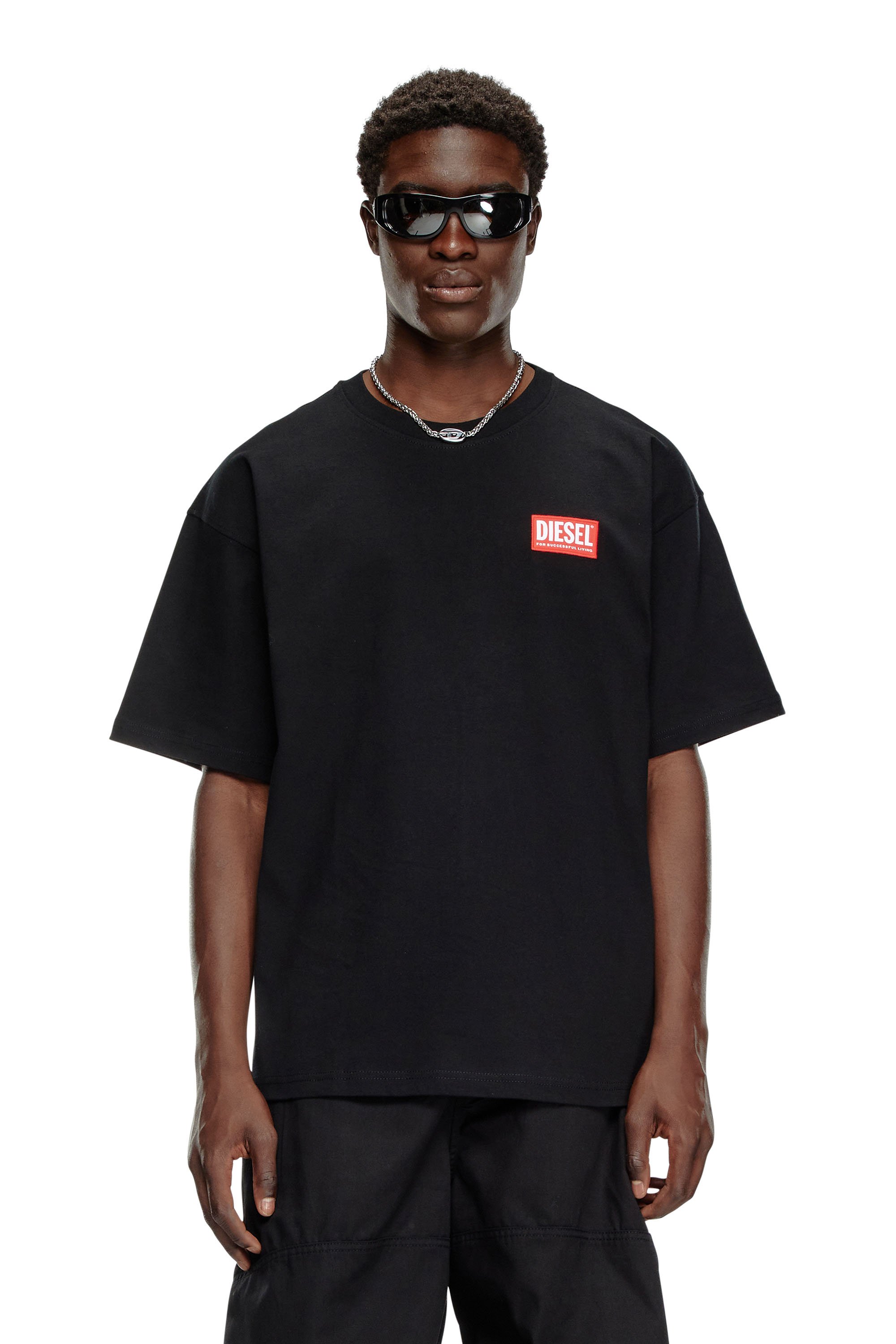 Diesel - T-BOXT-LAB, Man T-shirt with jacquard logo patch in Black - Image 1
