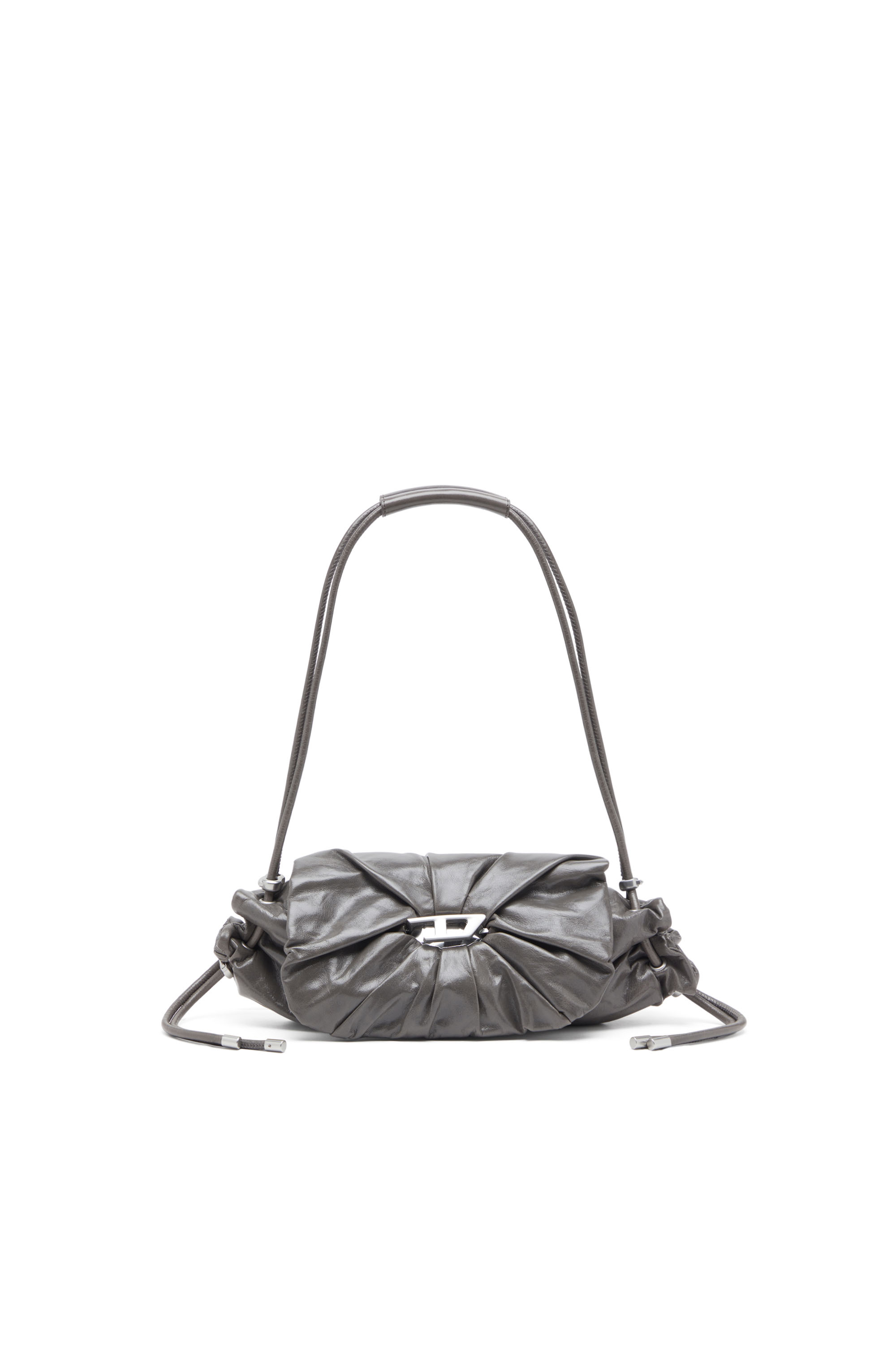 Diesel - SCRUNCH-D SHOULDER S, Bolso de hombro de cuero arrugado Mujer in Gris - 1