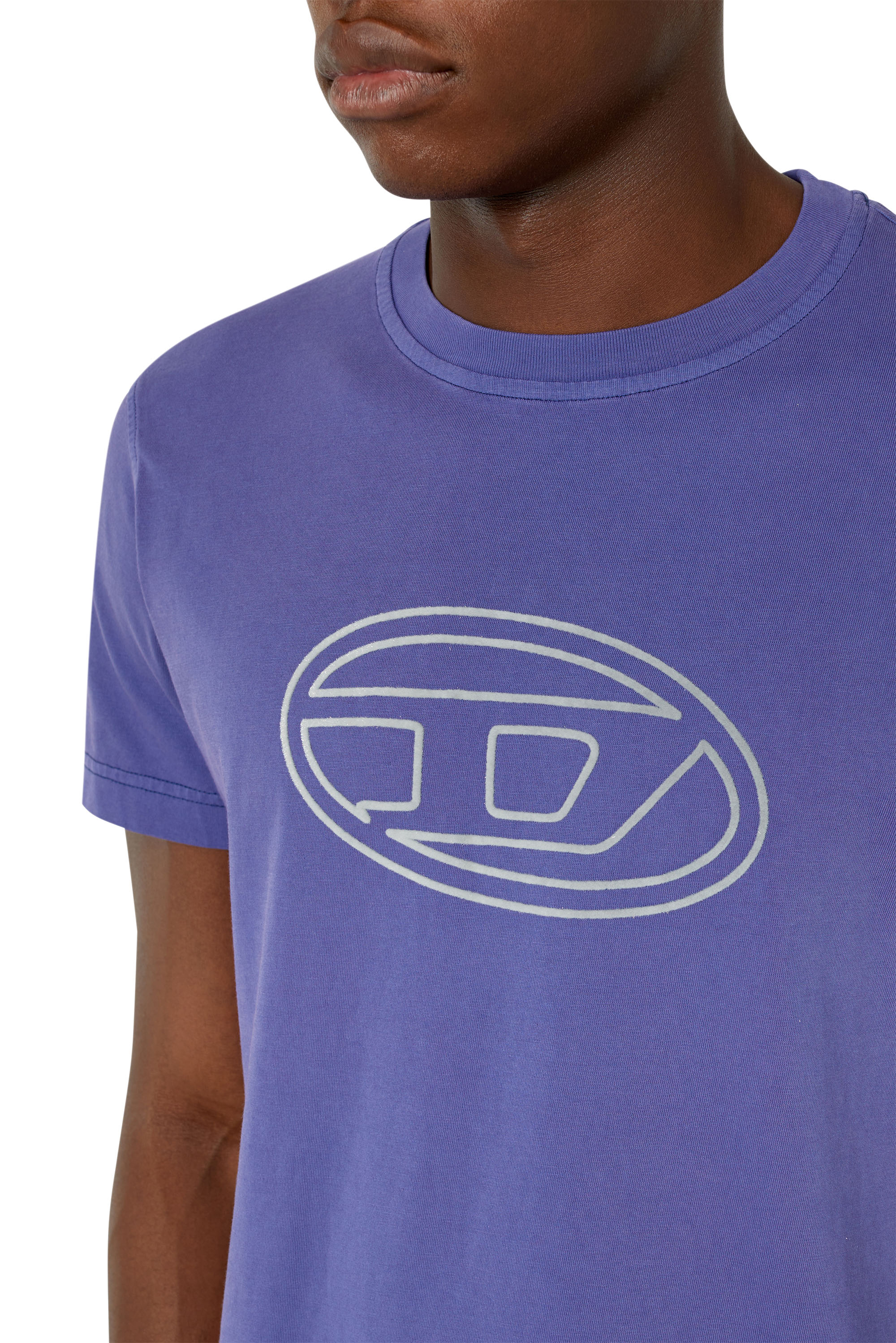 T-shirt avec logo floqué irisé DIESEL pour homme en coloris Bleu Homme Vêtements T-shirts T-shirts à manches courtes 