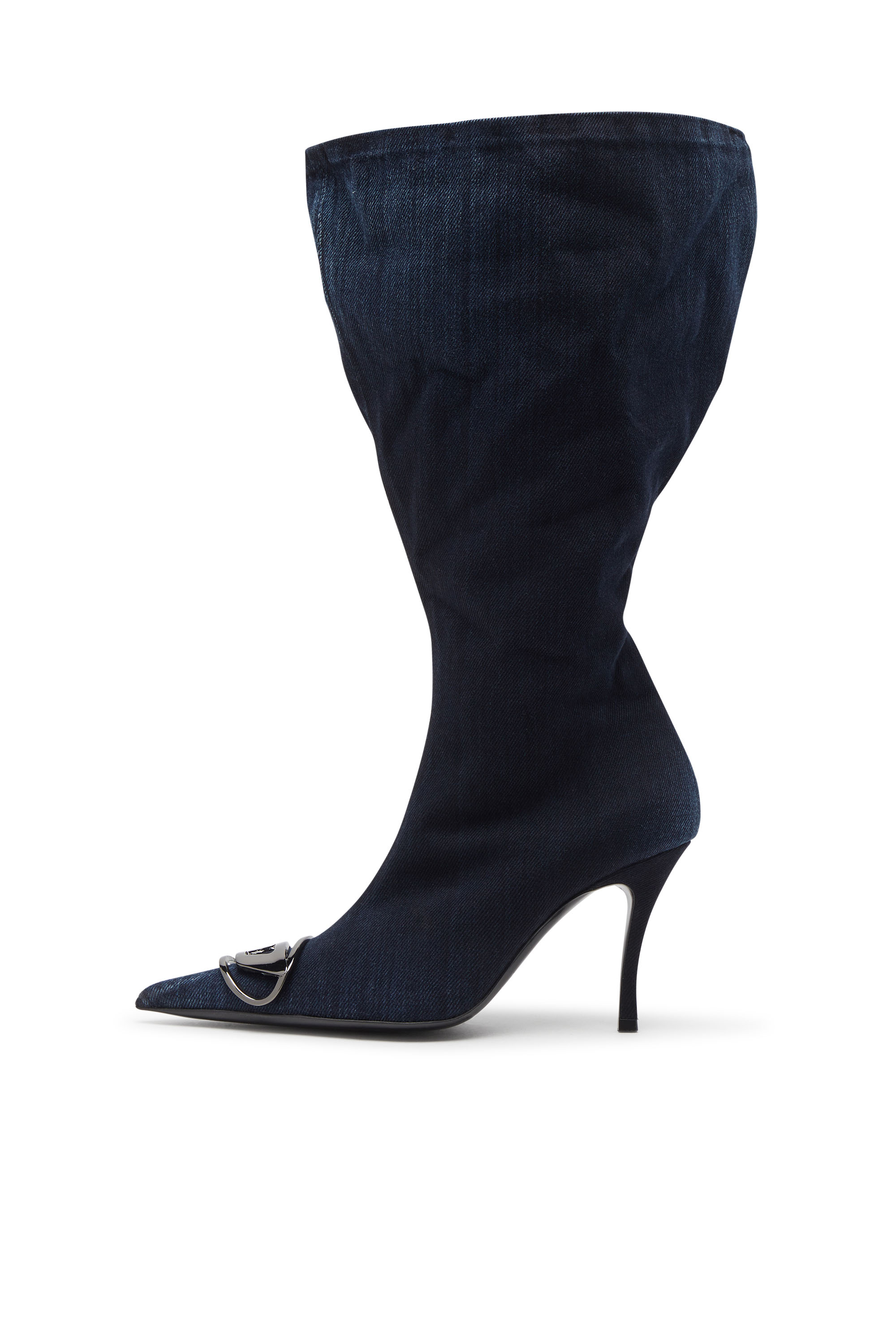 Diesel - D-VENUS KB LARGE, Woman's D-Venus-Wide knee-high boots in denim in Dark Blue - 3