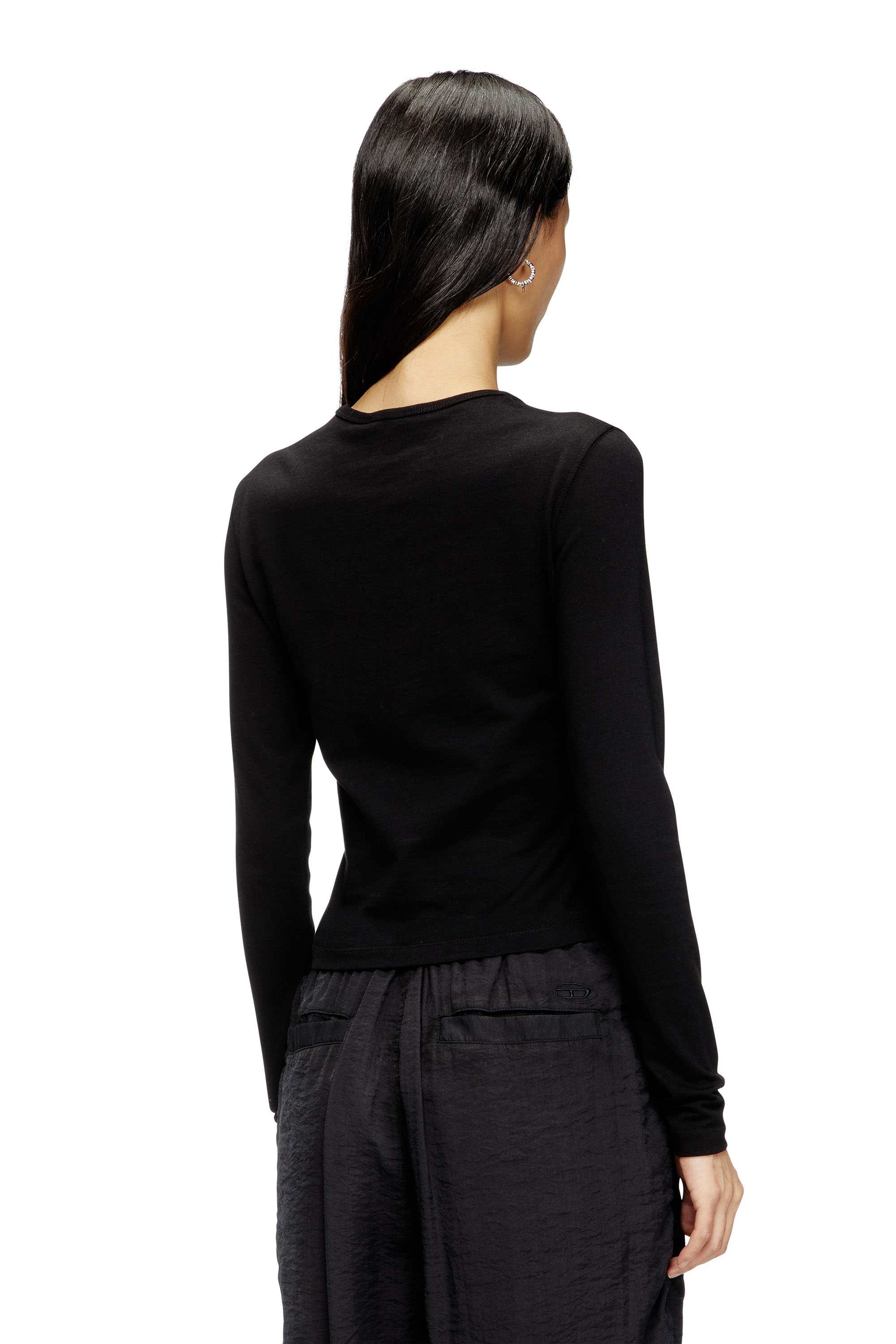 Diesel - T-UNCUTIE-LONG-LS-OD, Woman's Long-sleeve top with Oval D cut-out in Black - 3