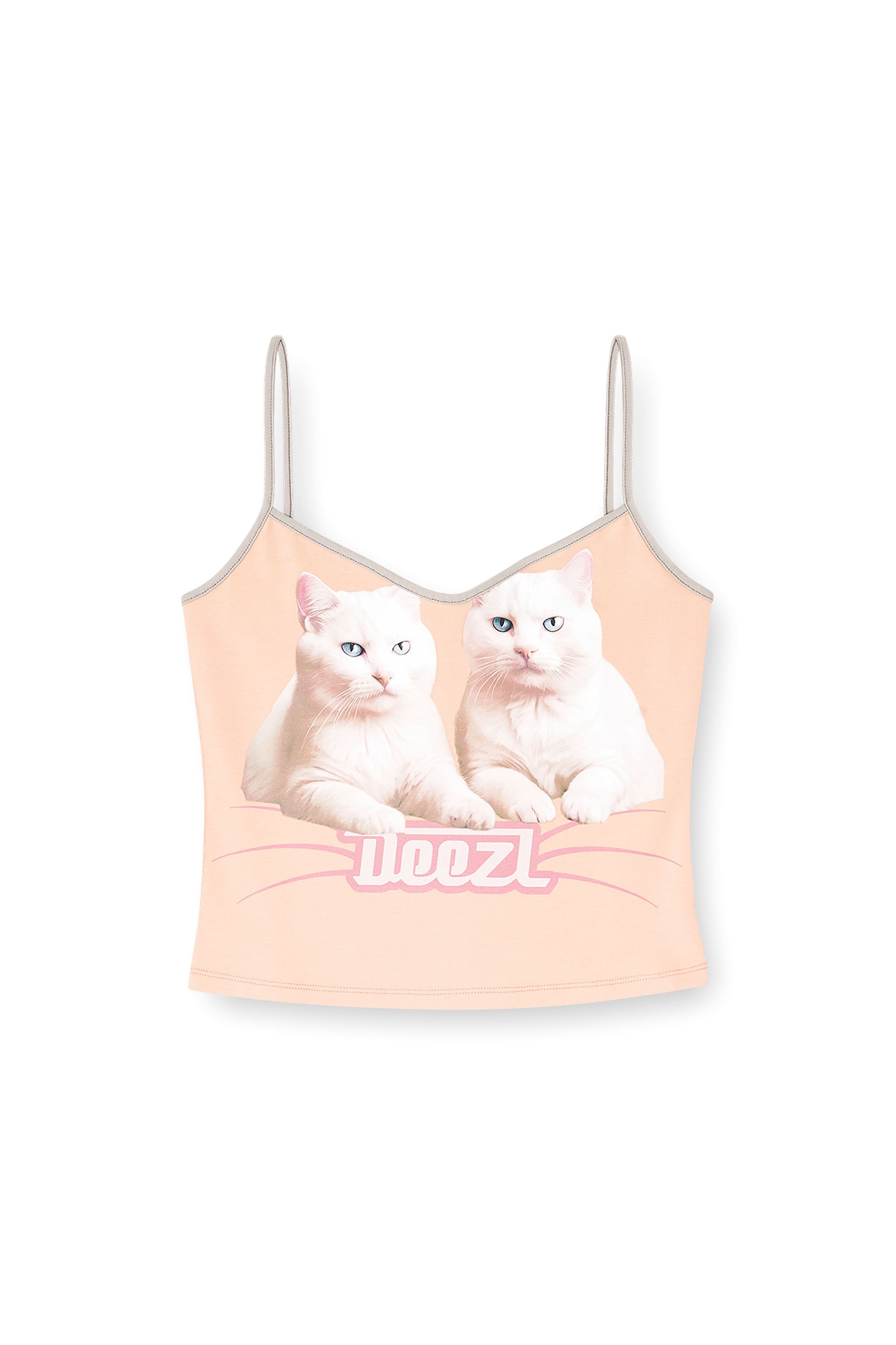 Diesel - T-TOP-R2, Woman's Cotton top with thin straps in Pink - 4