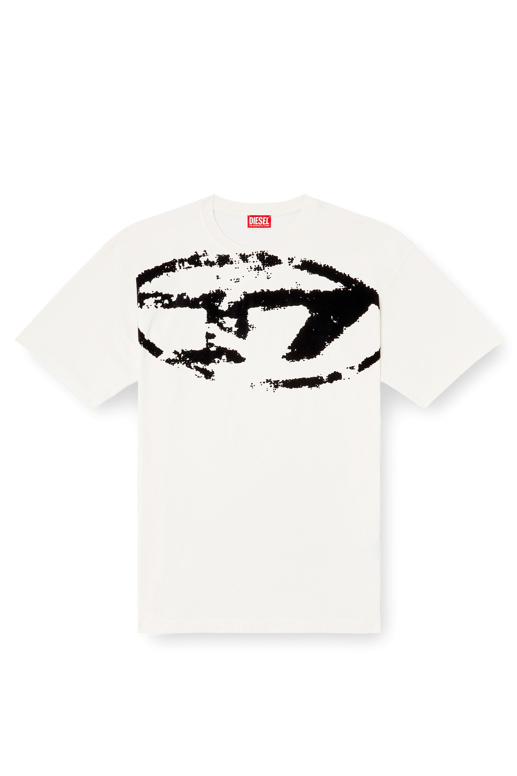 Diesel - T-BOXT-N14, Man's T-shirt with distressed flocked logo in White/Black - 3