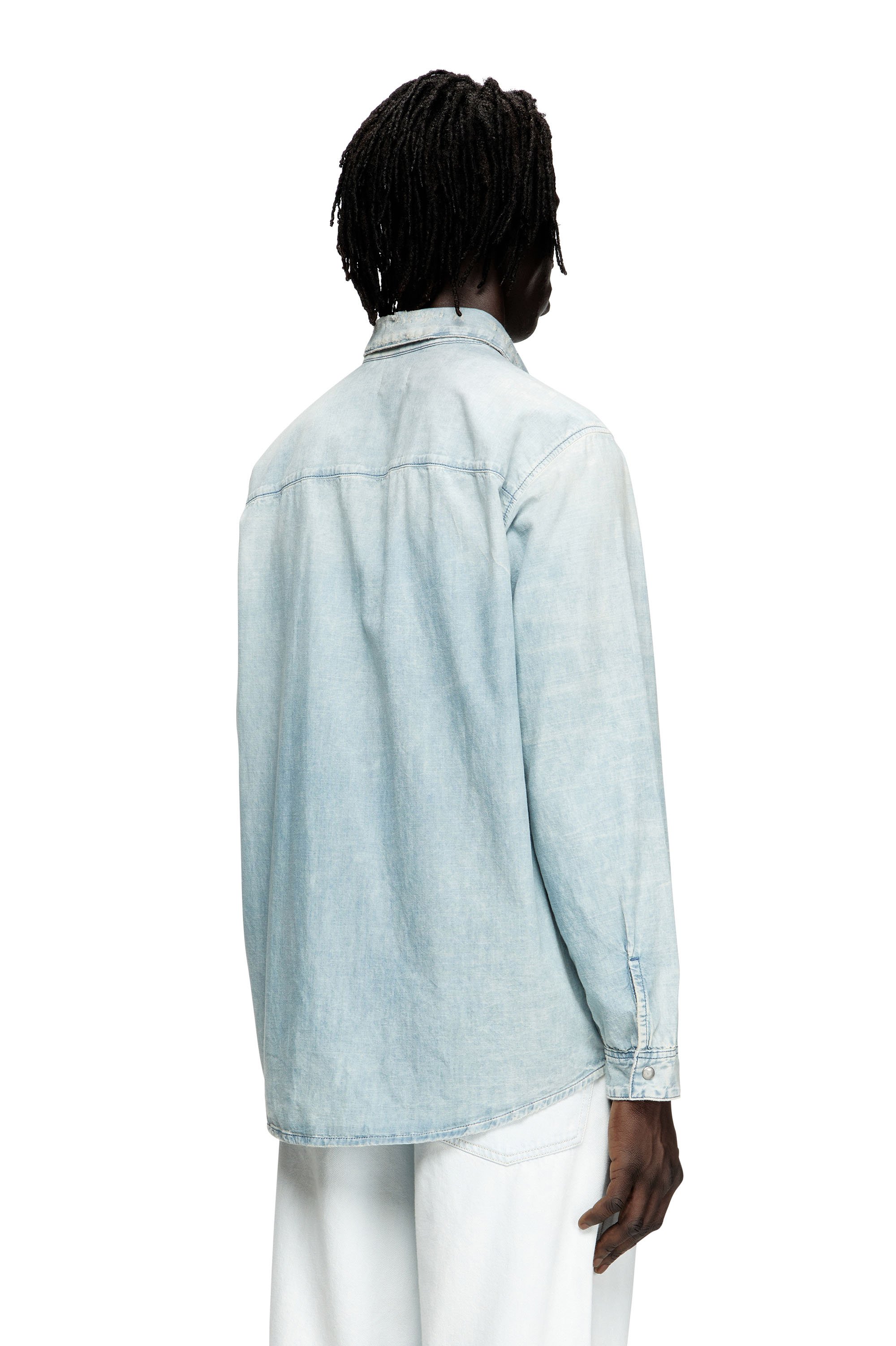 Diesel - D-SIMPLY, Camisa de denim con efecto blanqueado Hombre in Azul marino - 3