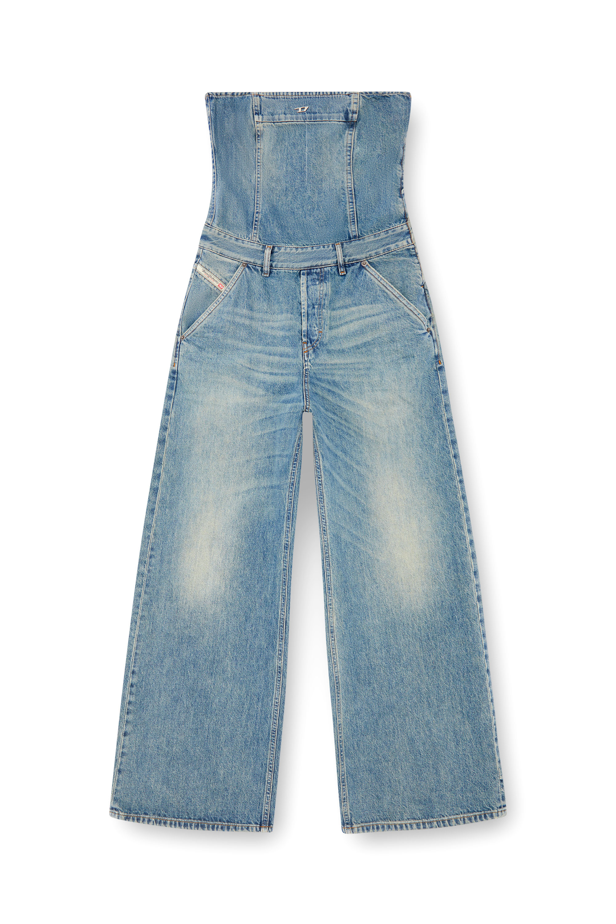 Diesel - DE-BRIDE, Mono sin tirantes en denim Mujer in Azul marino - 3