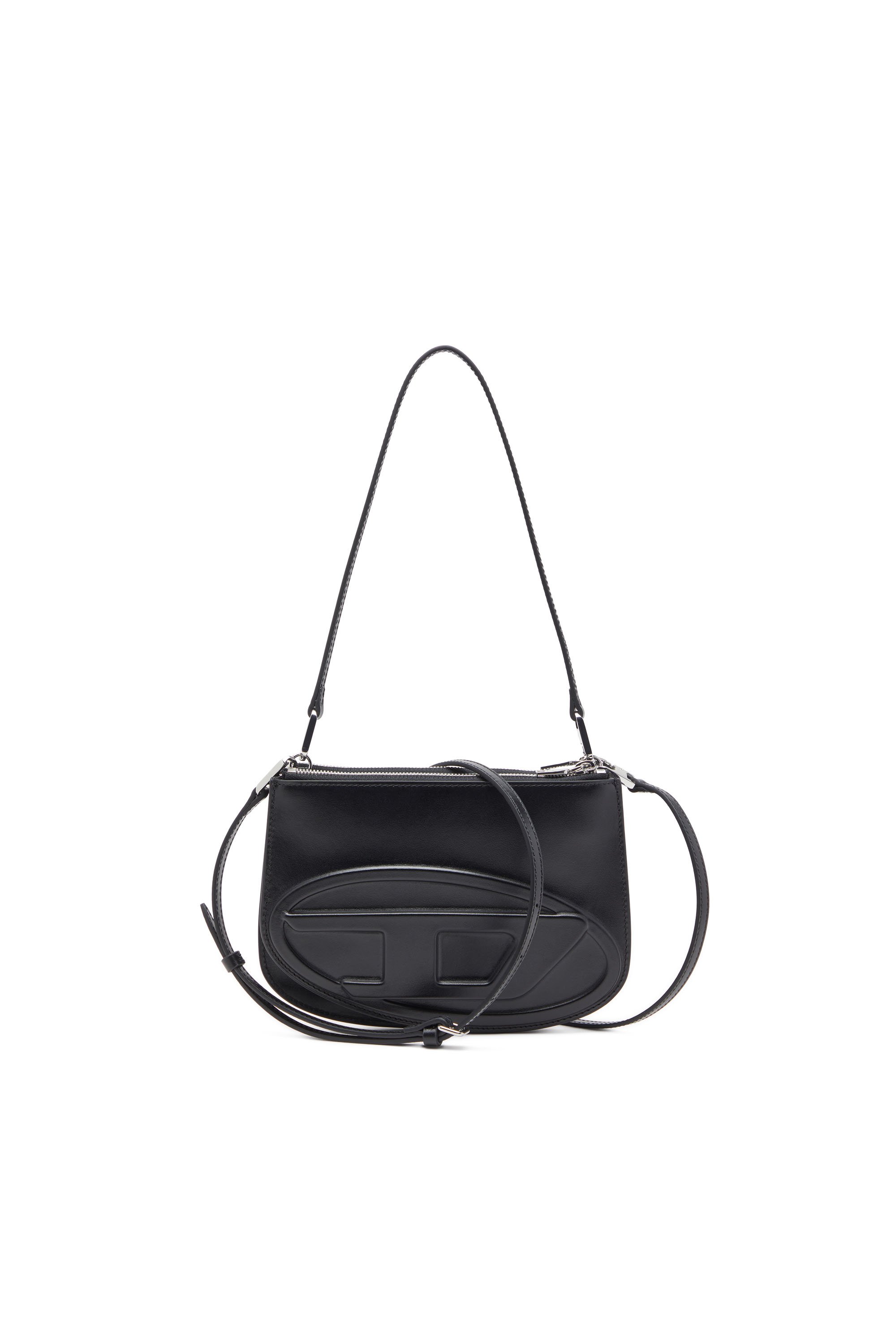 Diesel - 1DR TWIN, Bolso de hombro con doble bolsillo en cuero estampado Mujer in Negro - 1