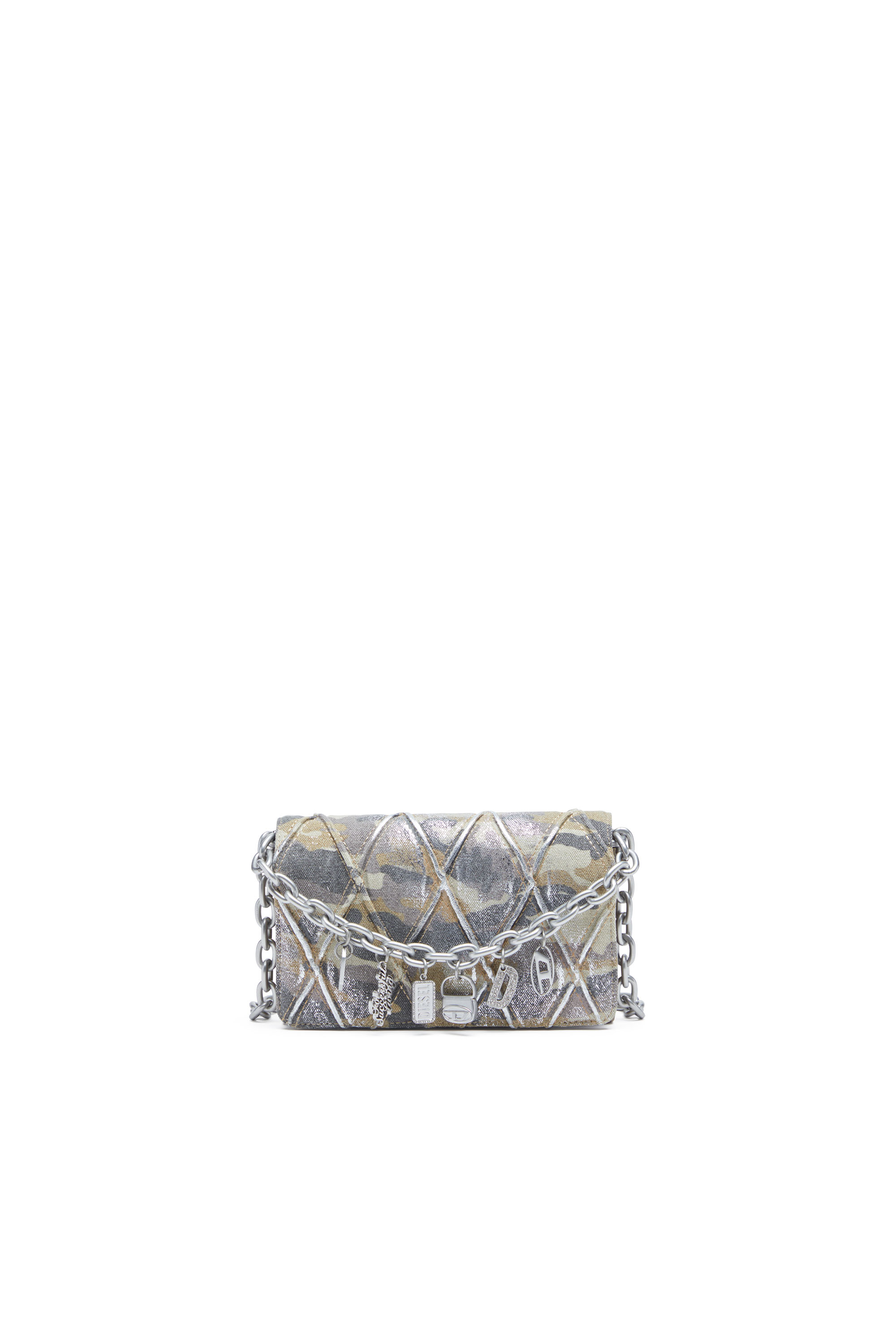 Women's Wallet purse in argyle quilted denim | Multicolor