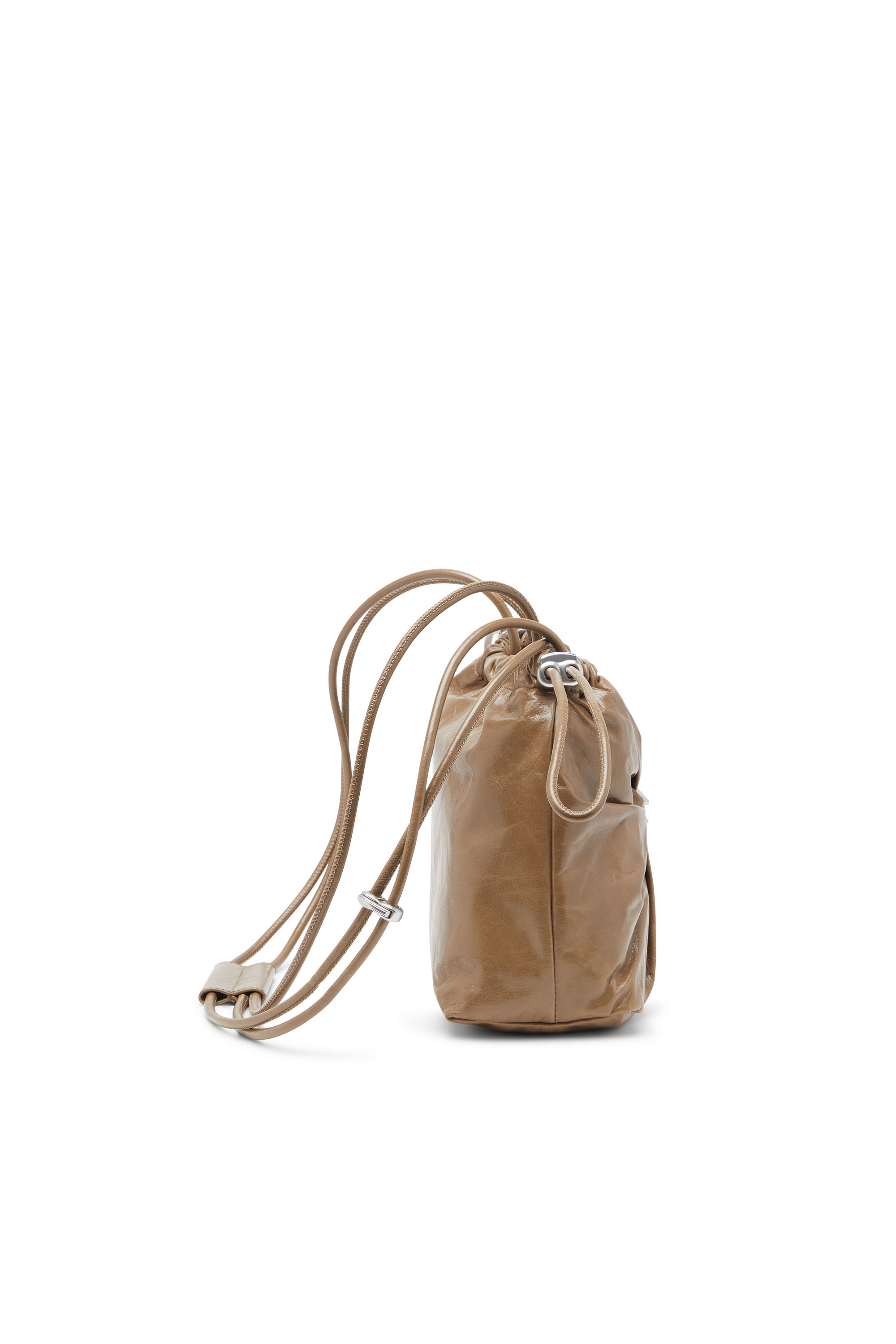 Diesel - SCRUNCH-D BUCKET, Scrunch-D-Bolso tipo cubo en cuero arrugado y brillante Mujer in Marrón - 3