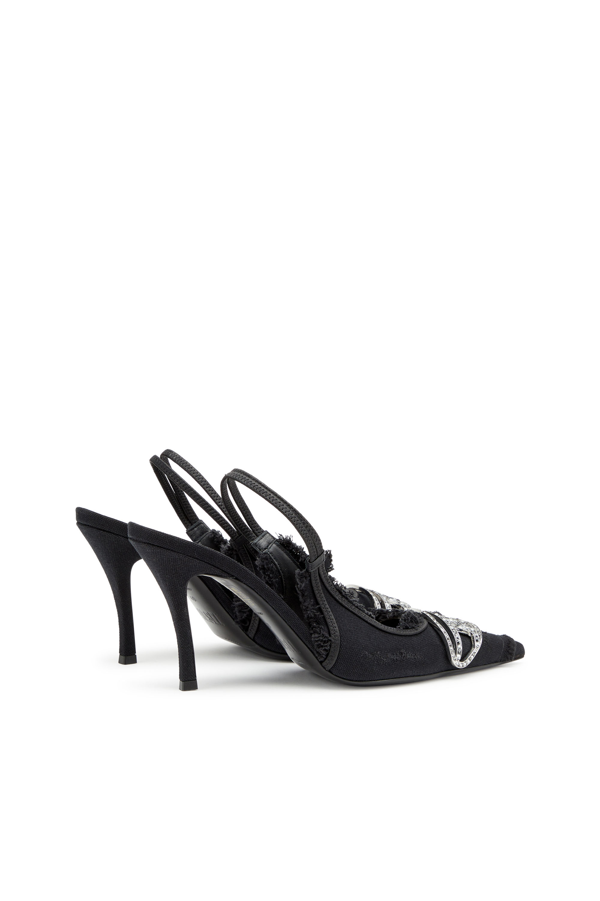 Diesel - D-VENUS SB, Mujer D-Venus-Zapatos de salón sin talón en lona desgastada in Negro - Image 3