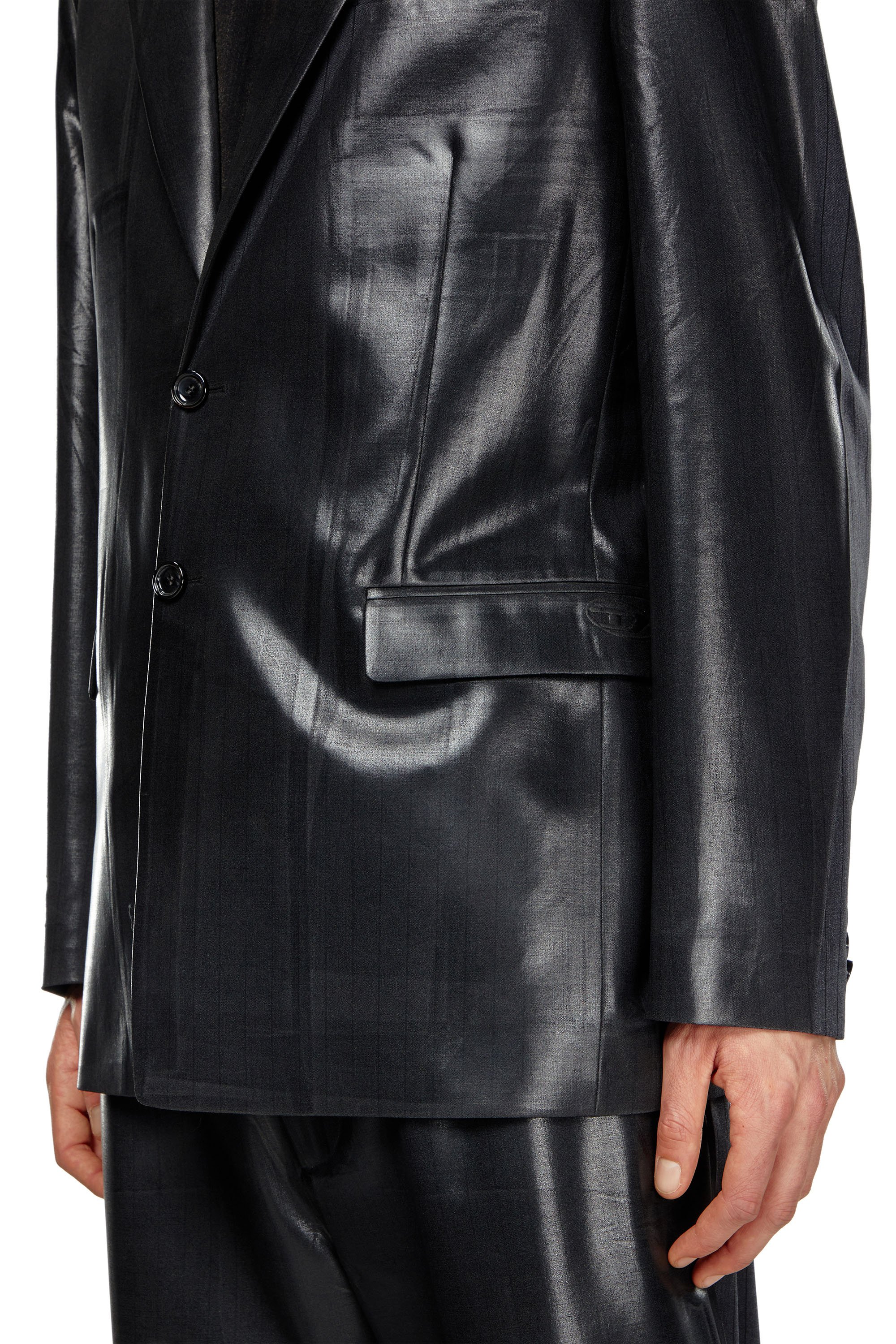 Diesel - J-STANLEY, Man Pinstripe blazer with coated front in Black - Image 4
