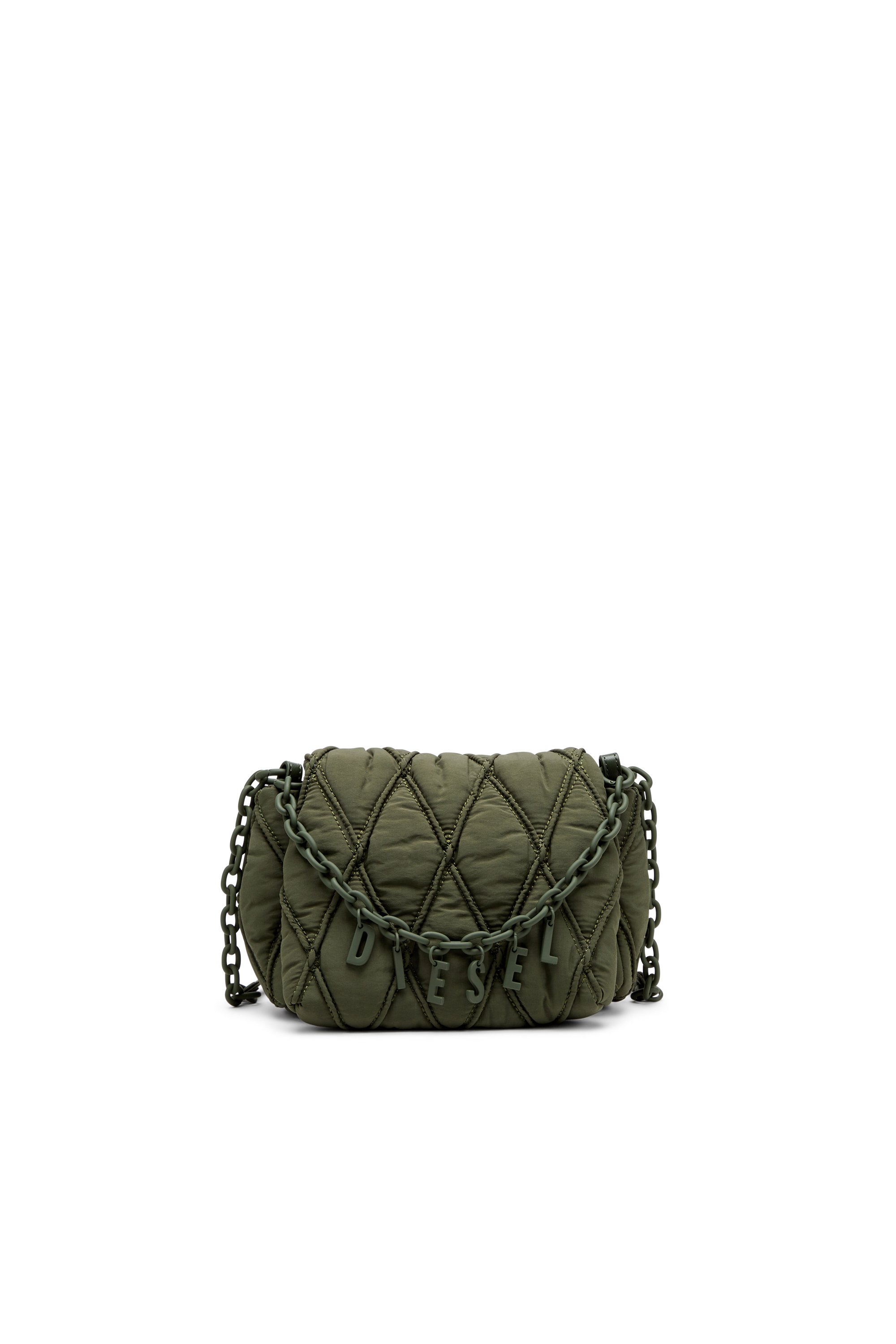 Diesel - CHARM-D SHOULDER S, Woman's Charm-D S-Small shoulder bag in quilted nylon in Dark Green - 1