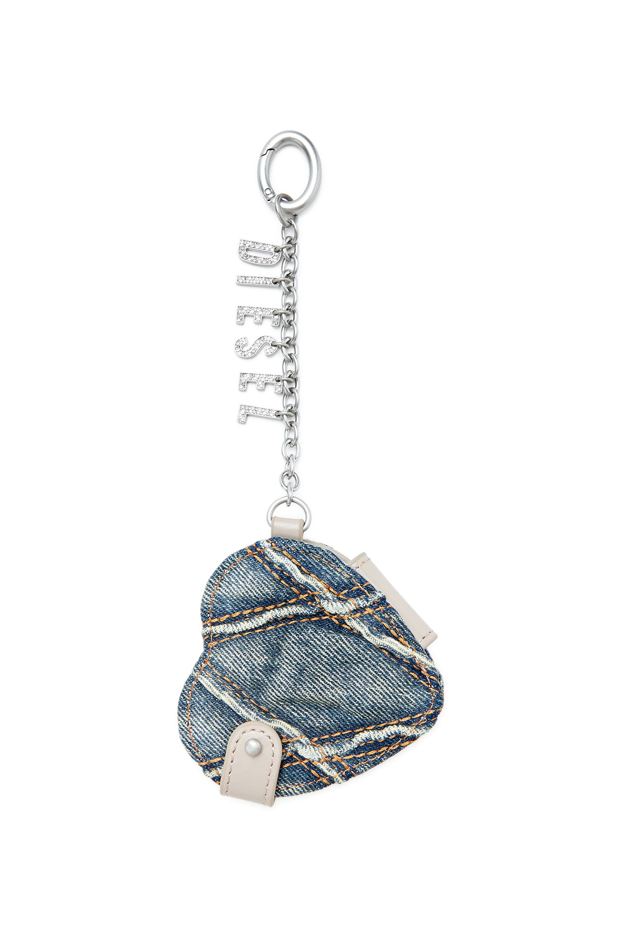 Diesel - CHARM-D MIRROR, Colgante en forma de espejo en denim acolchado con motivo argyle Mujer in Plateado - 1