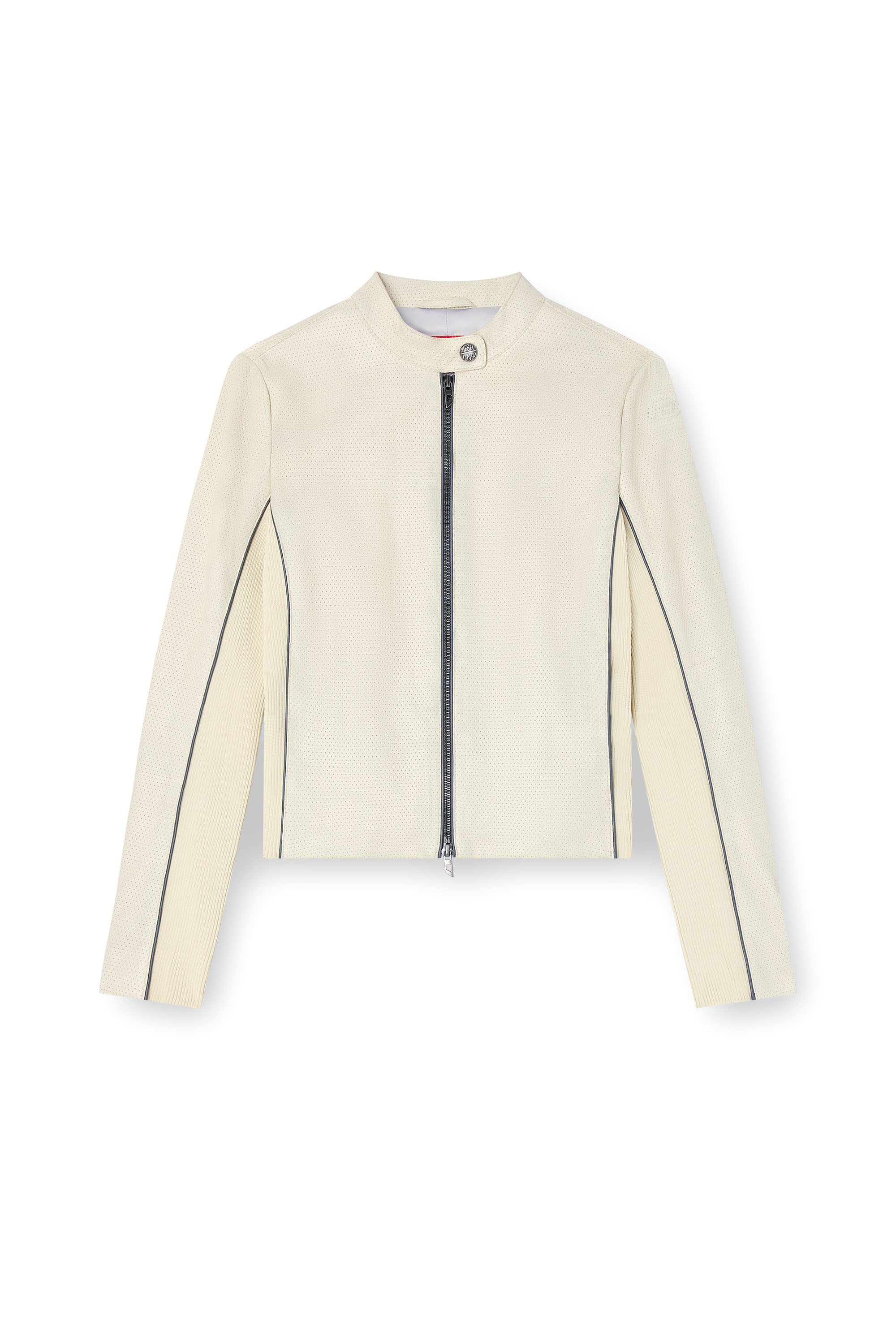 Diesel - L-IBRA, Woman's Biker jacket in perforated stretch leather in White - 5