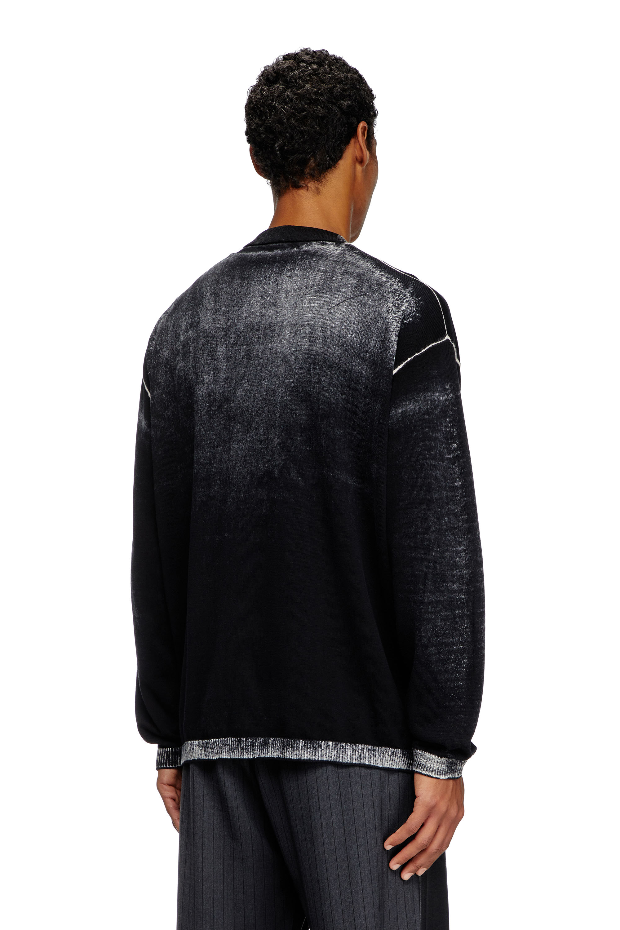 Diesel - K-LARENCE-CARDIGAN-B, Man's Reverse-print cotton cardigan in Black - 2