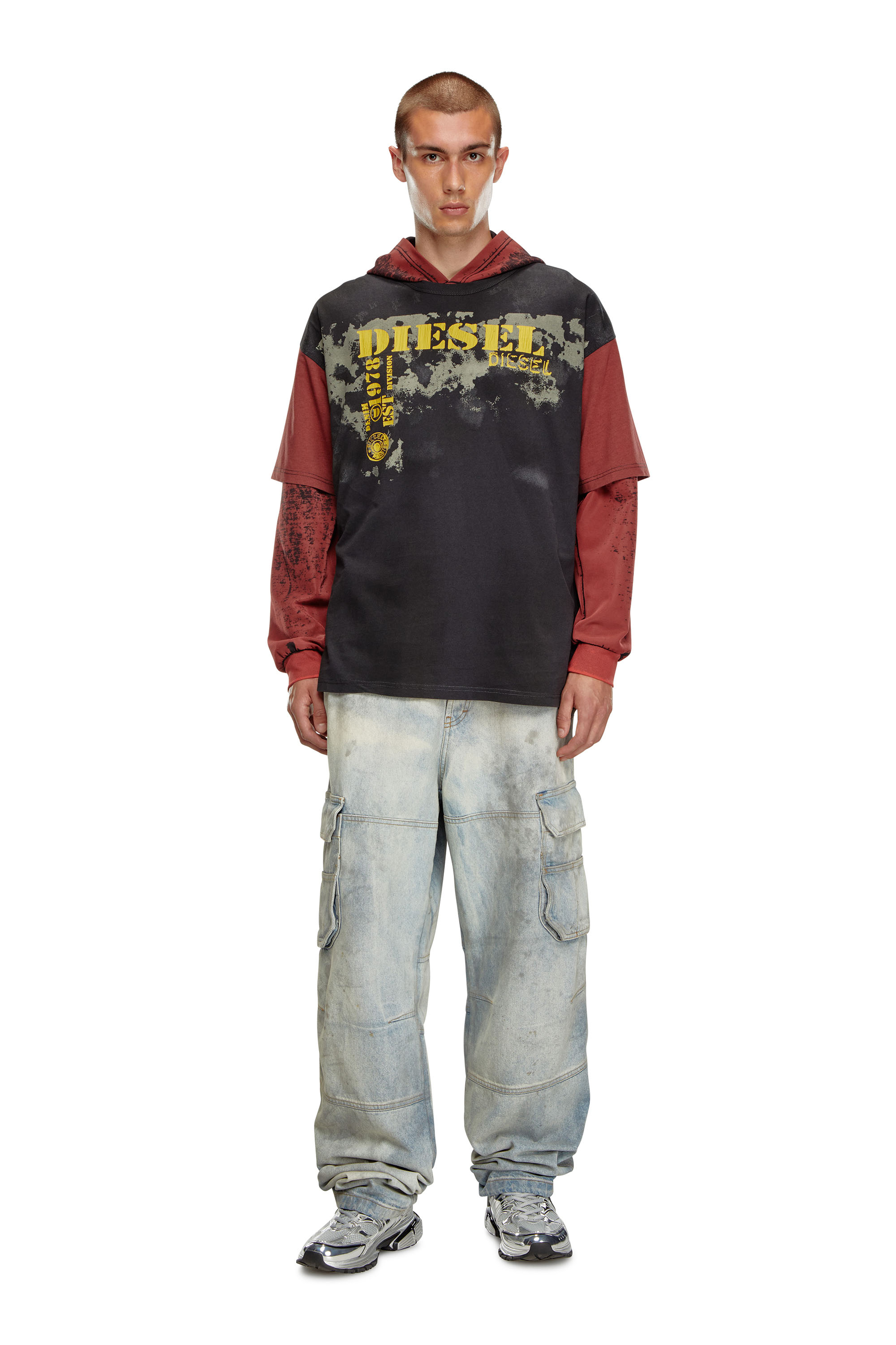 Diesel - T-BOXT-Q4, Man Colour-block T-shirt with dirty effects in Multicolor - Image 3