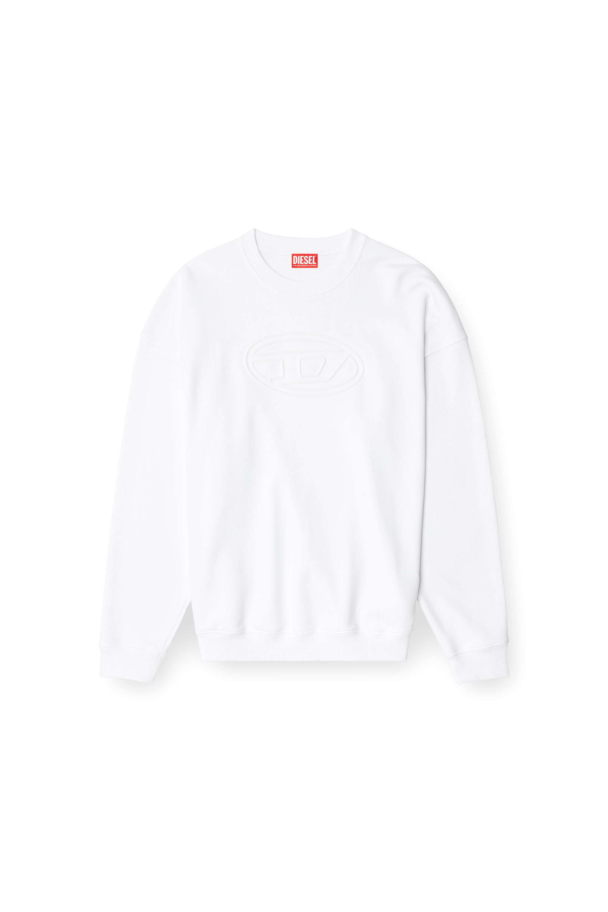 Diesel - S-MART-BIGOVAL, Man's Sweatshirt with embossed Oval D in White - 4