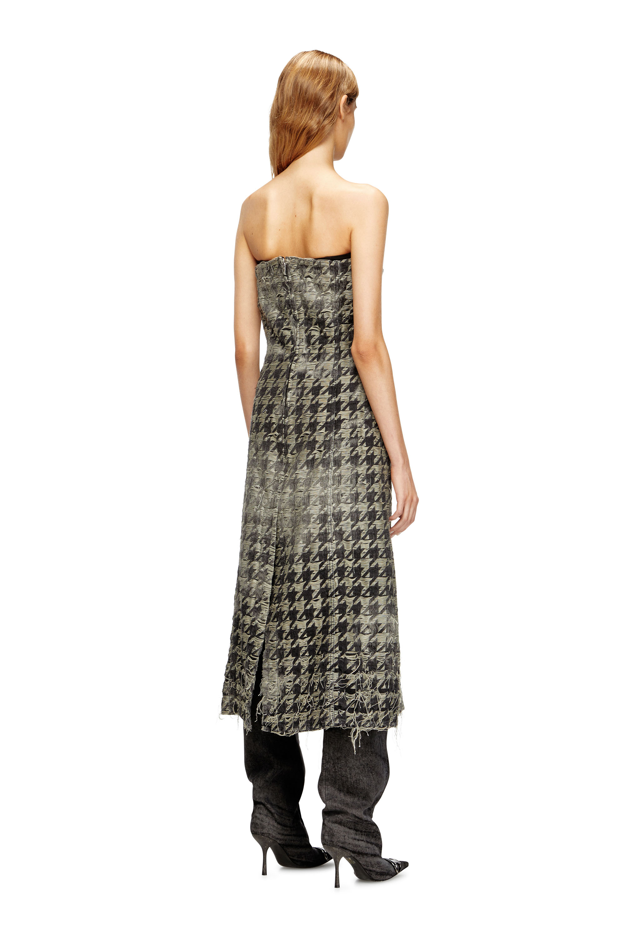 Diesel - DE-OLIVIA-FSH, Vestido midi en tejido denim con tejido de pata de gallo Mujer in Multicolor - 4