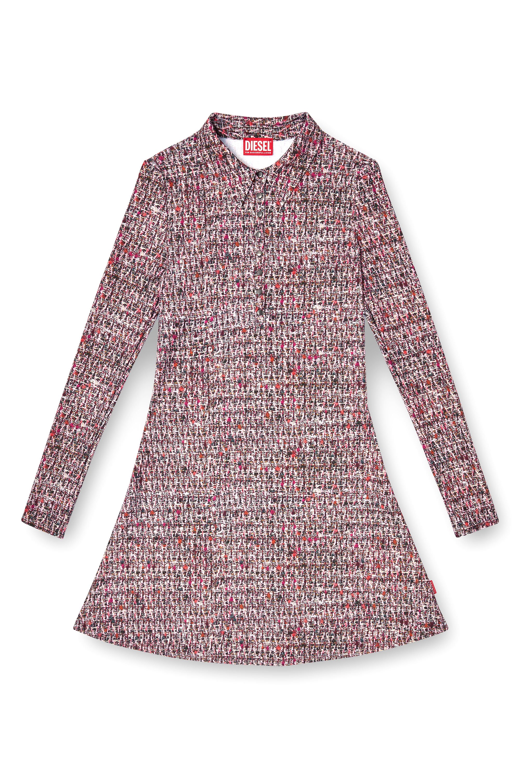 Diesel - D-POLYNA, Woman's Lycra dress with bouclé print in Pink - 3