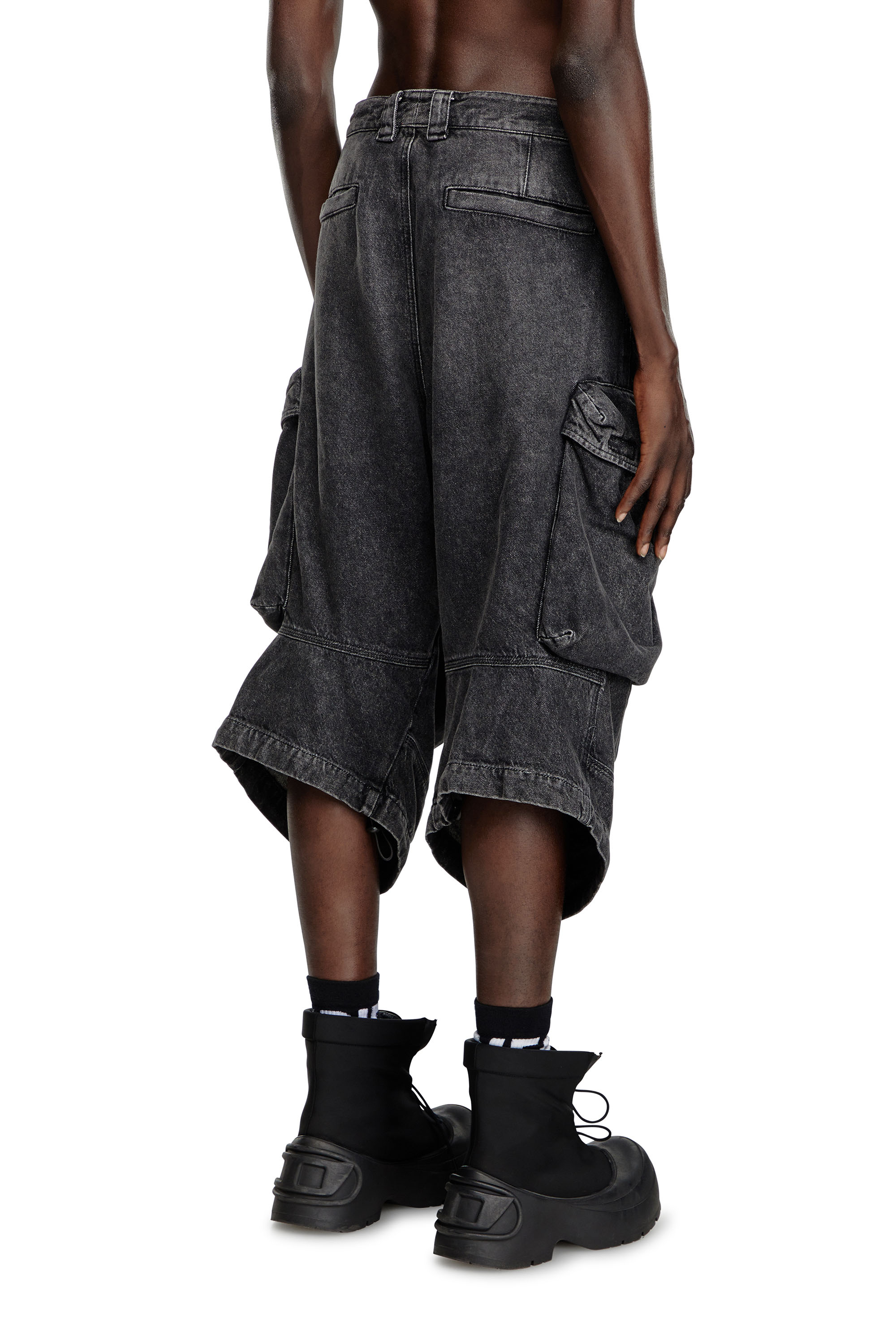 Diesel - D-ARNE-SHORT-S, Man's Long shorts in denim with cargo pockets in Black - 2