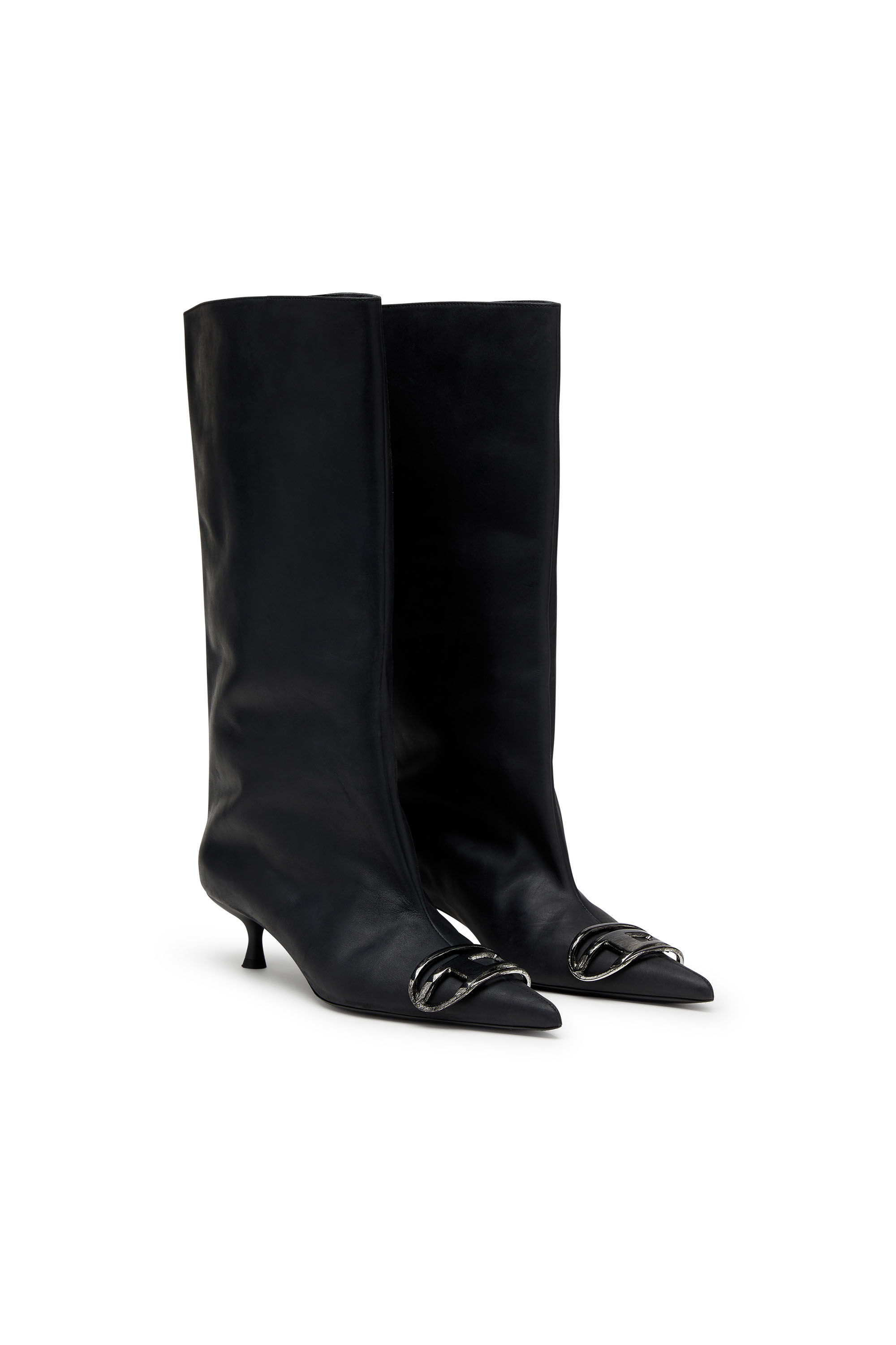 Diesel - D-VENUS 40 KB TUBE, Botas hasta la rodilla en cuero aceitado Mujer in Negro - 2