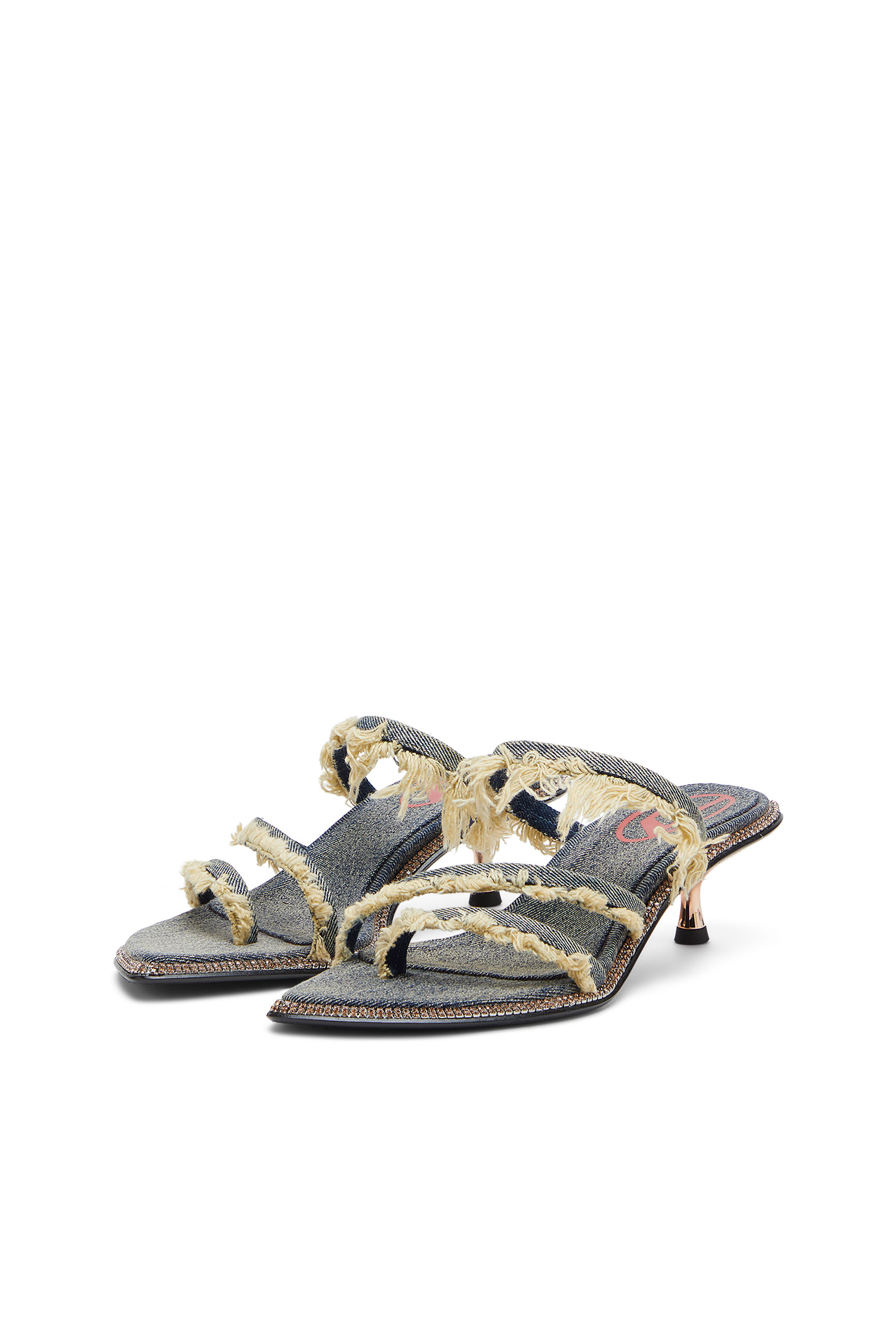 【関税込み】Diesel ブルー D-Havanna Kittie ヒール Women's D-Havanna-Kitten-heel mules in crystal denim | Blue
