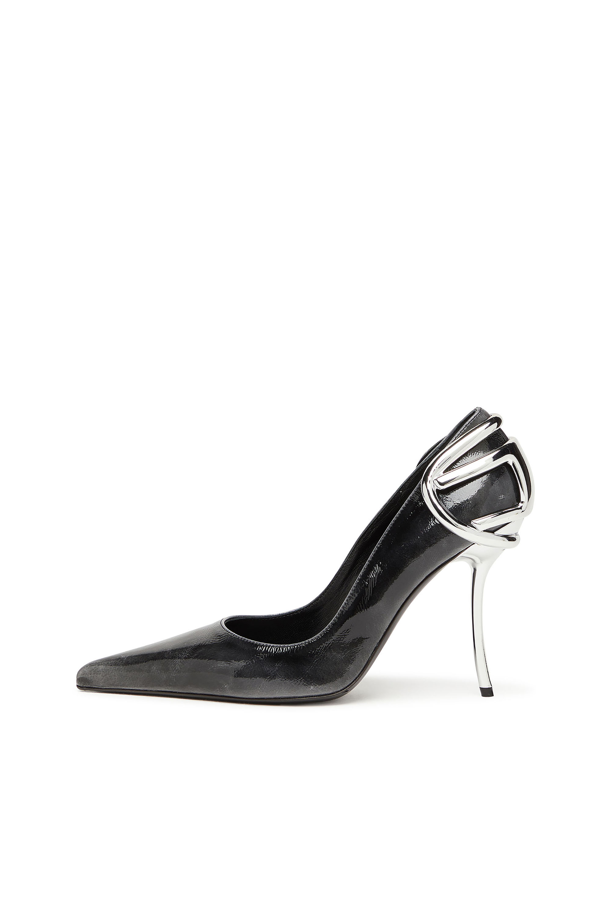 Diesel - D-TEN&HALF P, D-Ten&Half-Zapatos de salón de cuero pull-up de charol Mujer in Negro - 2