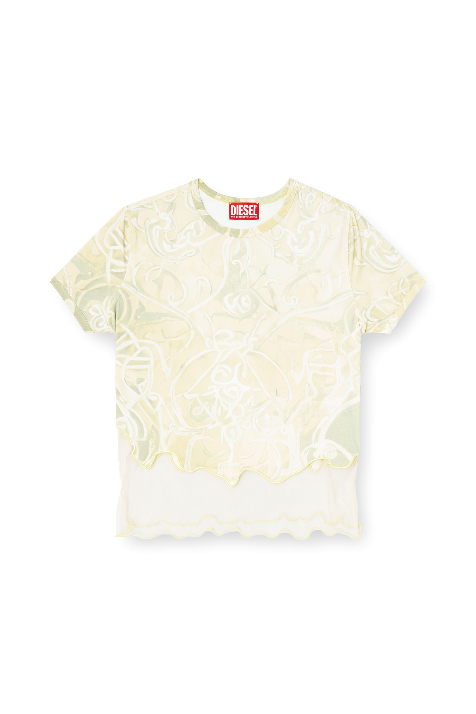Diesel - T-INLAY, Woman's Nylon T-shirt with Heraldic print in Green - 4